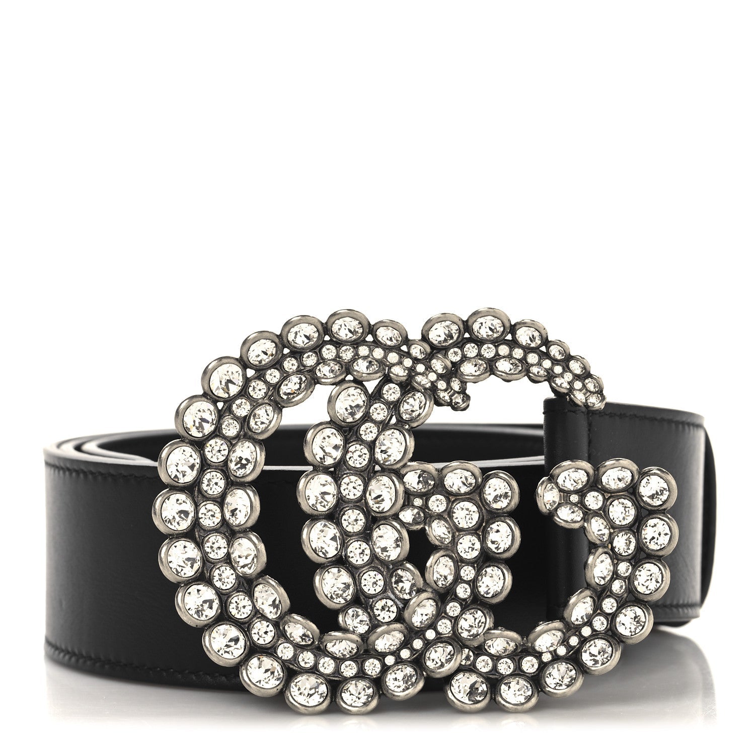 Calfskin Crystal Double G 40mm Belt 90 36 Black