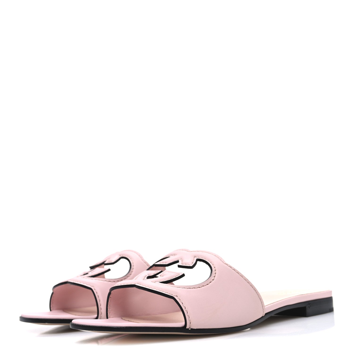 Cosmos Softy Calfskin Interlocking G Cut Out Slide Sandals 40 Pastel Pink