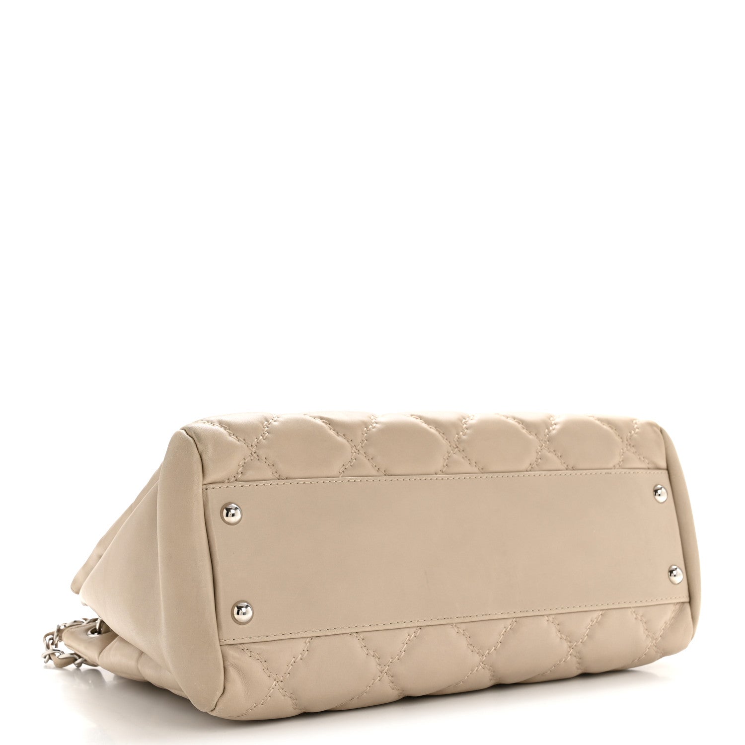 Calfskin Double Stitch Large Hamptons Flap Bag Beige