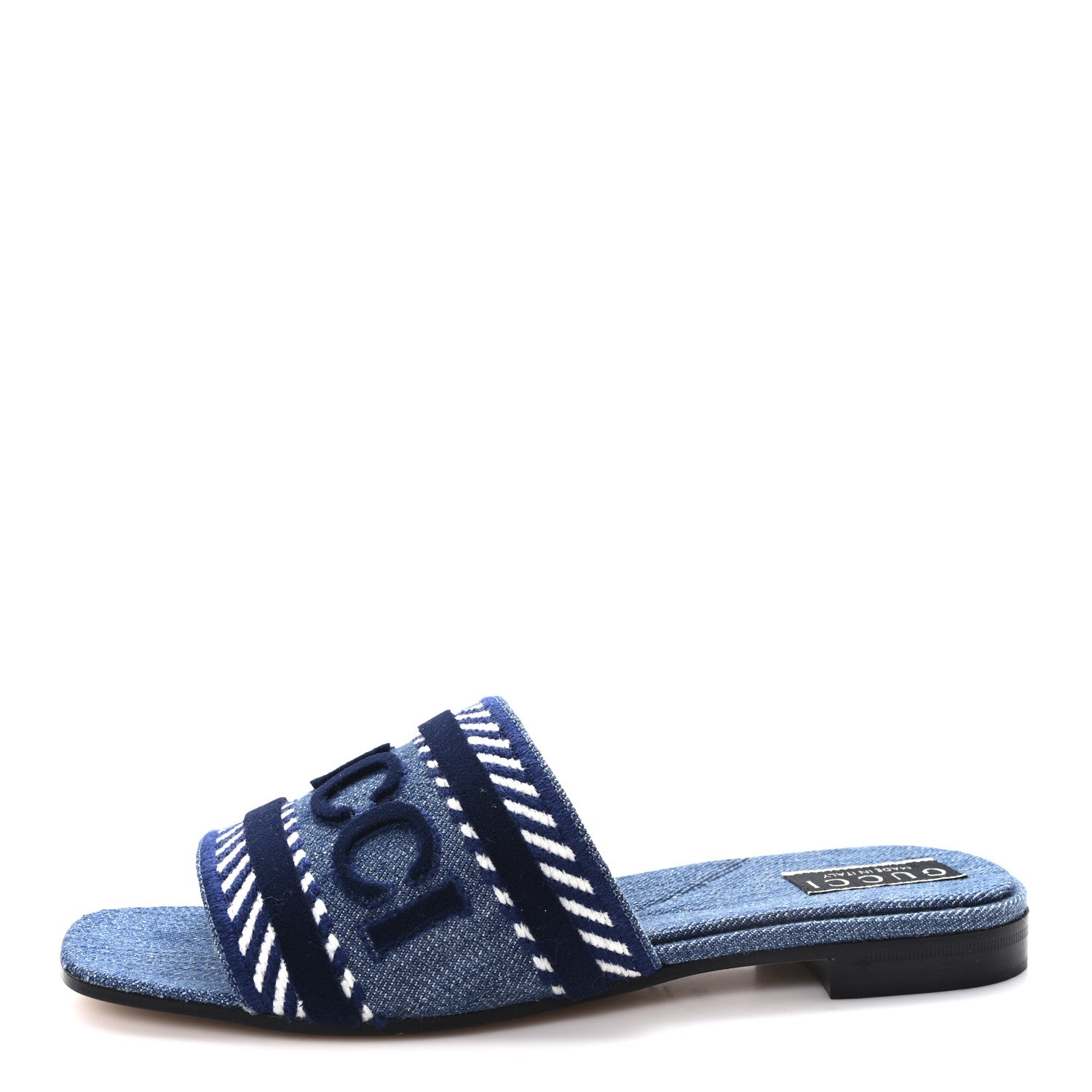 Plain Spain Denim Logo Slide Sandals 37.5 Light Blue