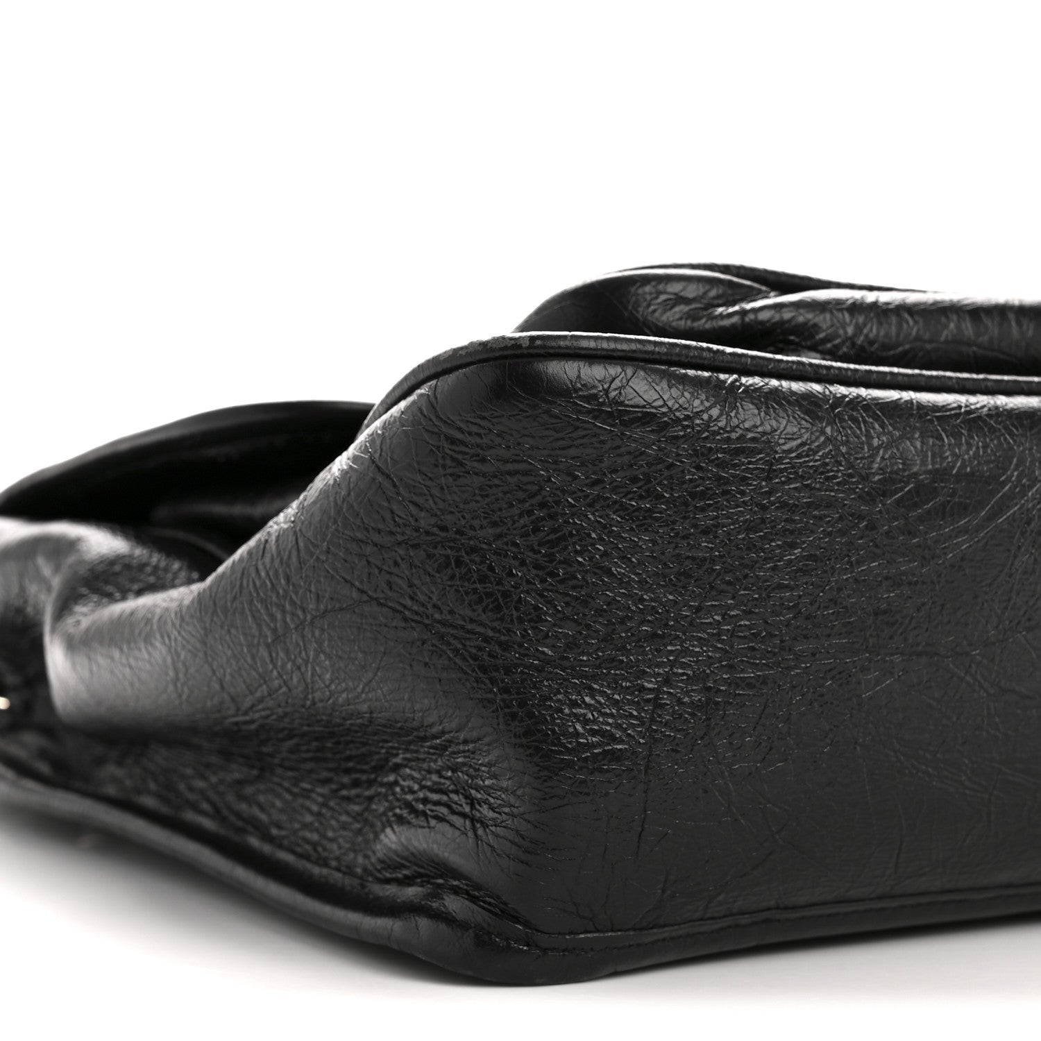 Crinkled Calfskin Matelasse Monogram Medium Niki Chain Satchel Black