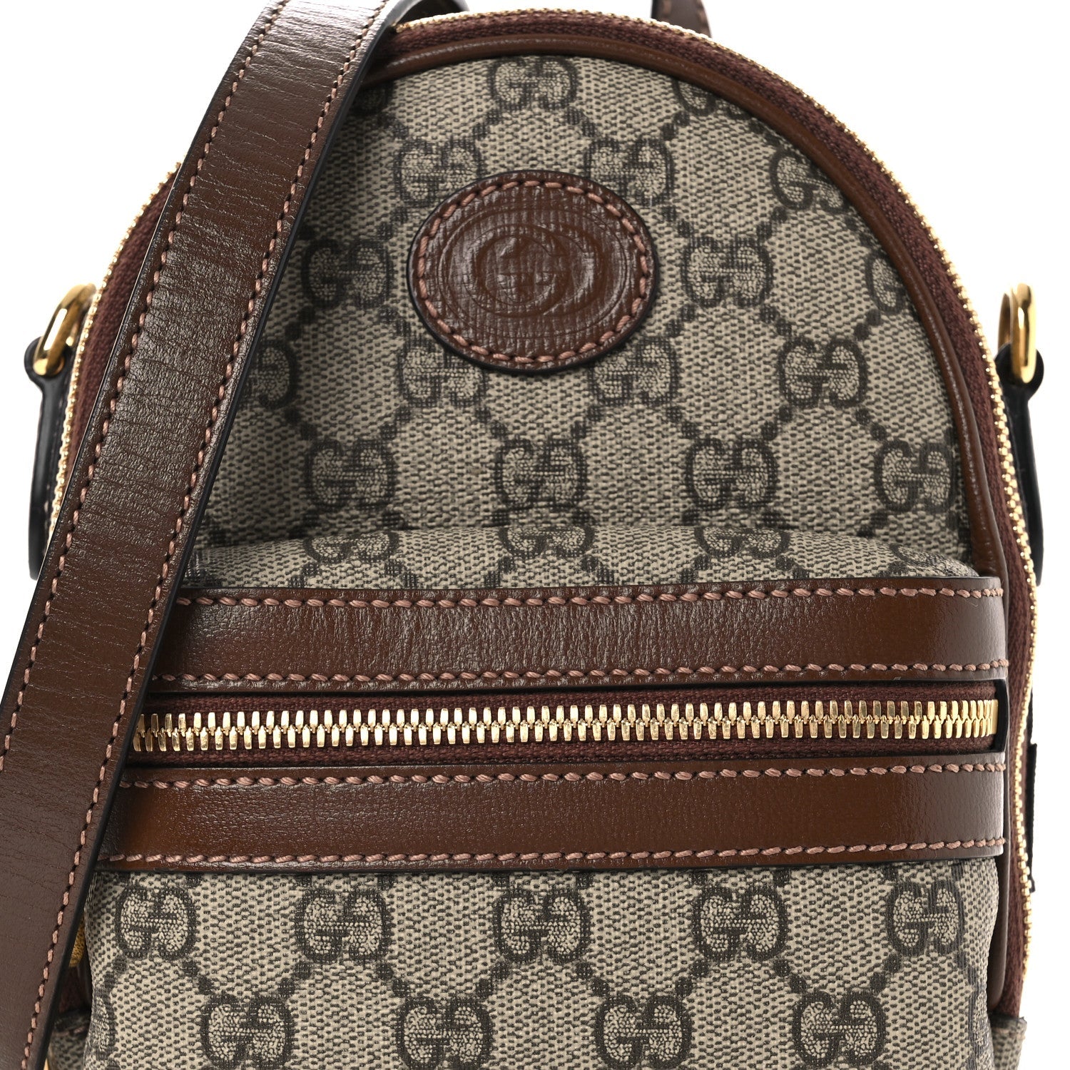 GG Supreme Monogram Azalea Calfskin Retro Interlocking G Multi-Function Bag Beige Ebony Brown Sugar