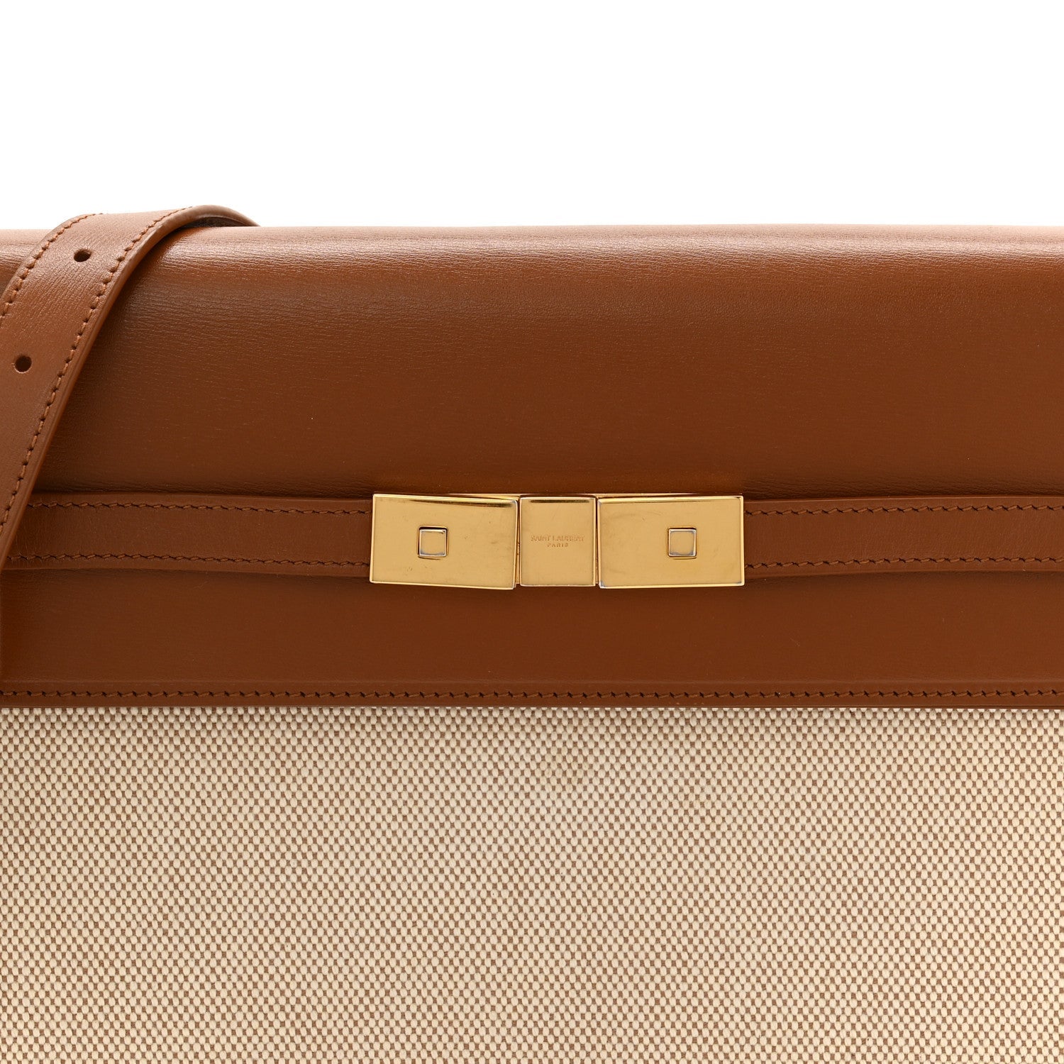 Canvas Calfskin Manhattan Shoulder Bag Natural Brick