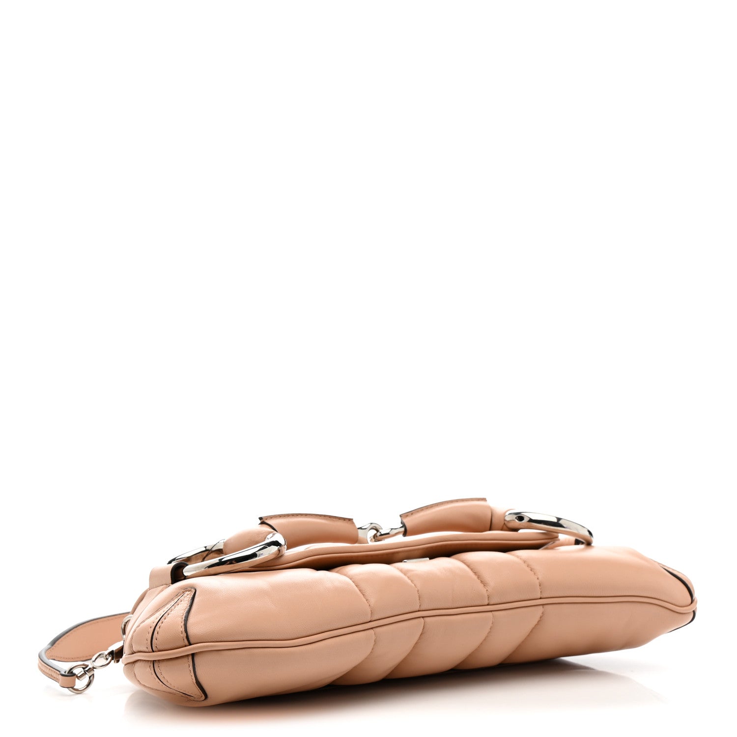 Nappa Vertical Matelasse Medium Maxi Horsebit Chain Shoulder Bag Pink Sand