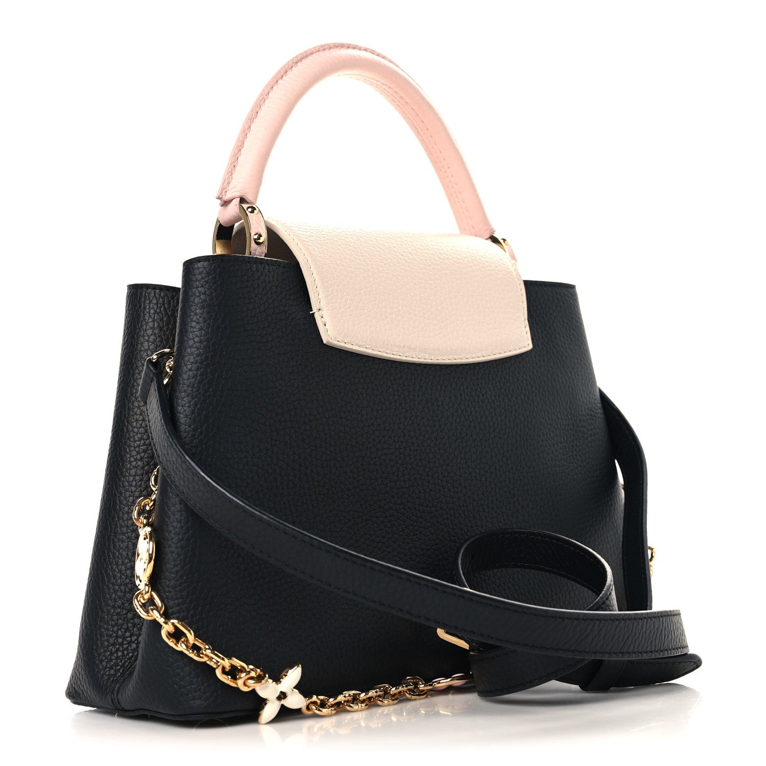 Taurillon Flower Chain Capucines MM Black Cream Pink