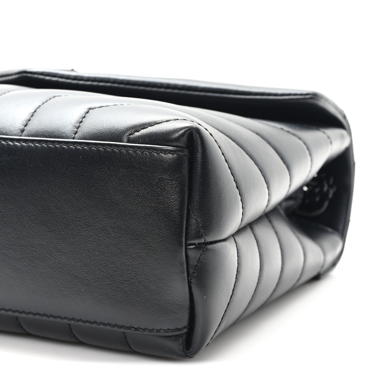Calfskin Y Quilted Monogram Monochrome Small Loulou Chain Satchel Black