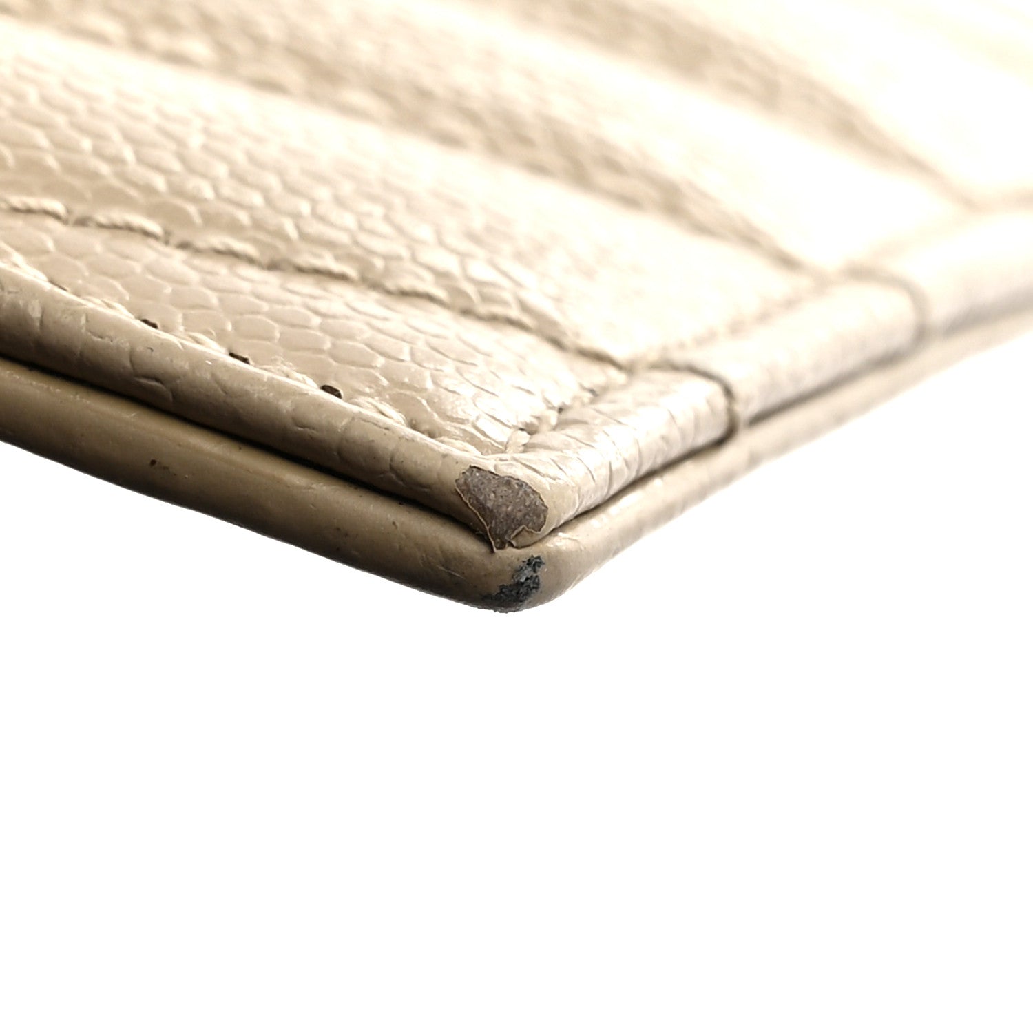 Grain De Poudre Matelasse Chevron Monogram Fragments Zippered Card Case Sea Salt