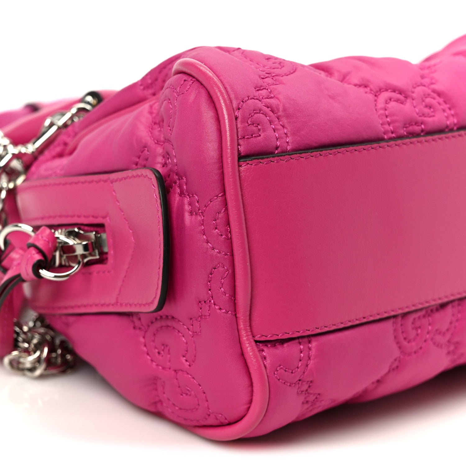 Nylon Calfskin Enamel GG Matelasse Mini Bowler Bag Lovely