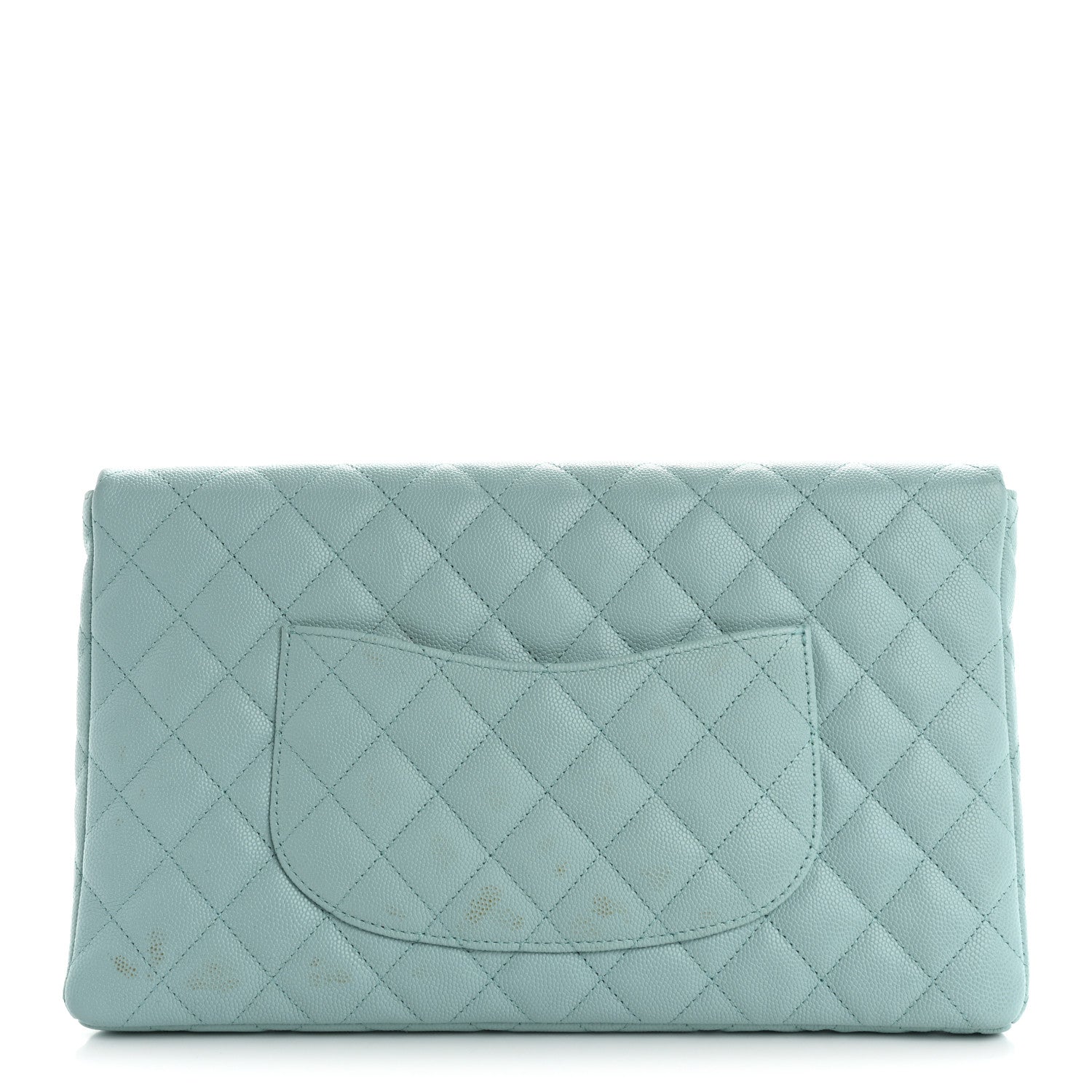 Caviar Quilted Flap Clutch Light Blue