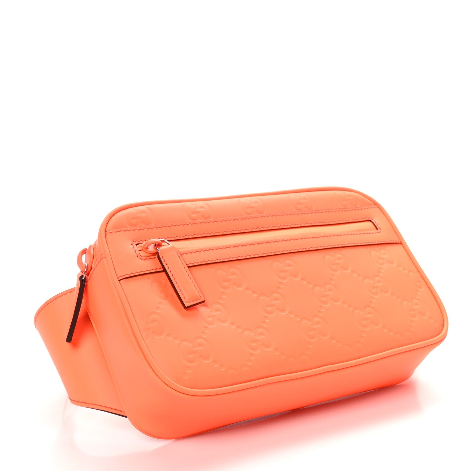 Rubber Effect Monogram GG Belt Bag New Orange Fluo