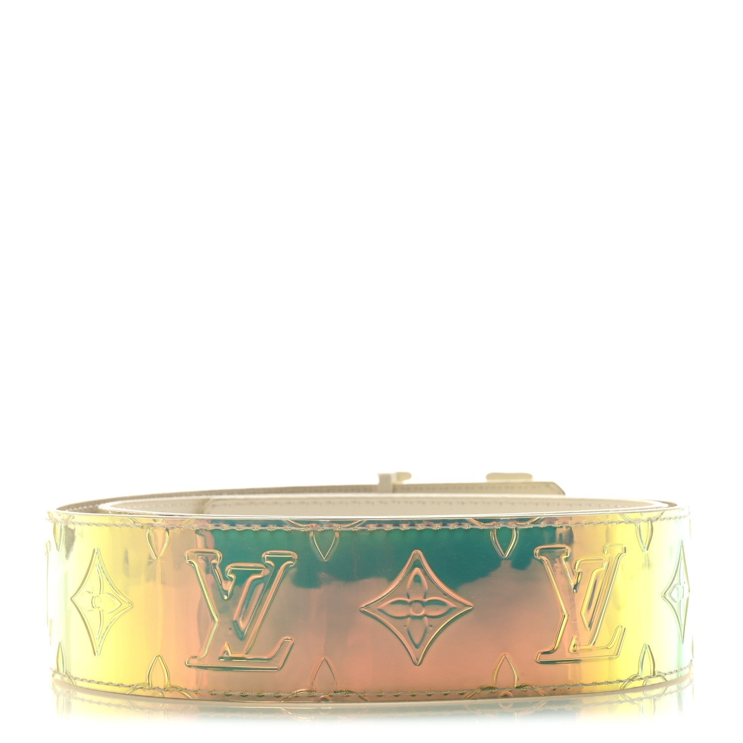 PVC Monogram 40mm LV Initiales Reversible Belt 85 34 Iridescent Prism