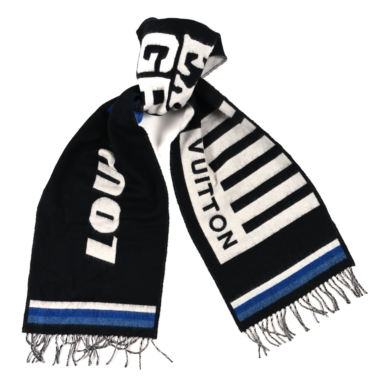 Wool Cashmere LV Forward Scarf Black