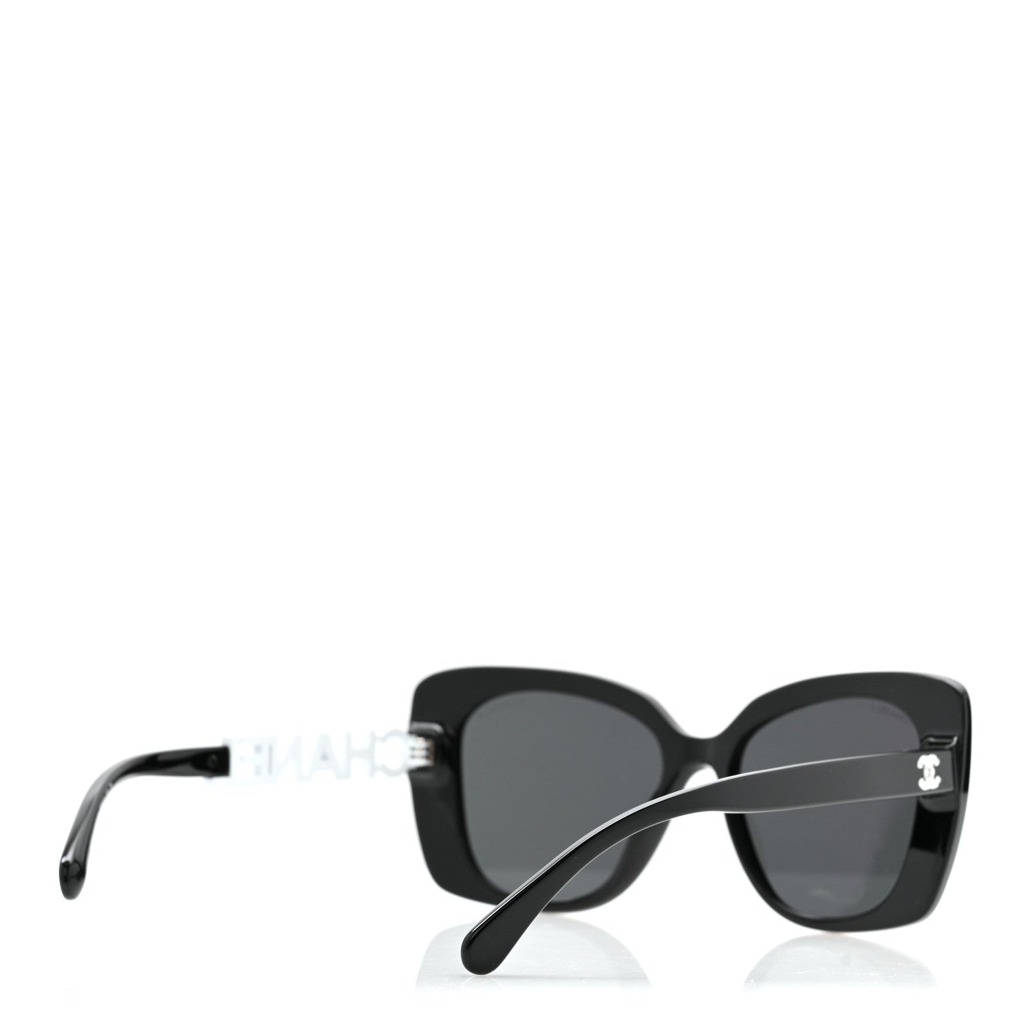 Acetate Strass Polarized Square Sunglasses 5422-B Black White