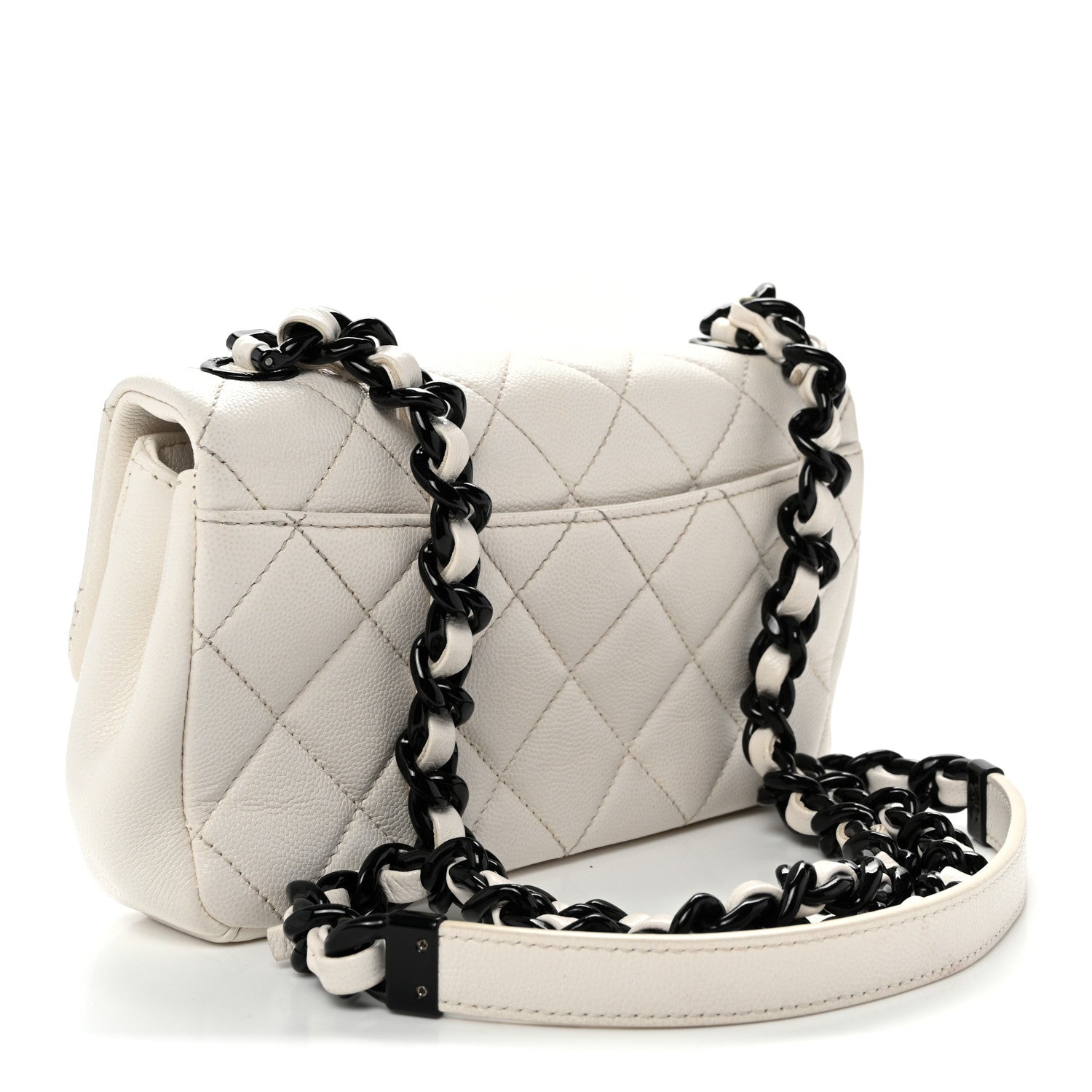 Caviar Quilted My Everything Small Flap White Black