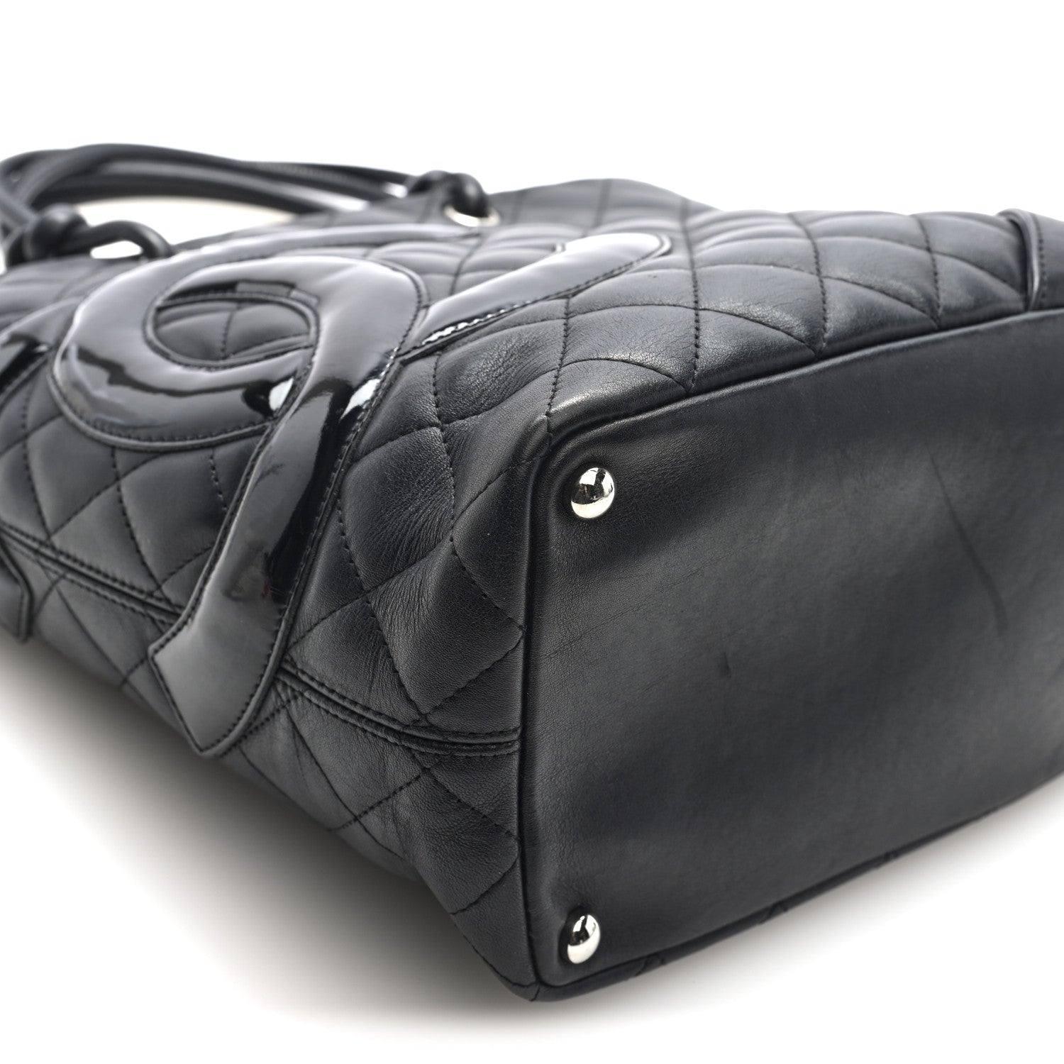 Calfskin Quilted Medium Cambon Tote Black