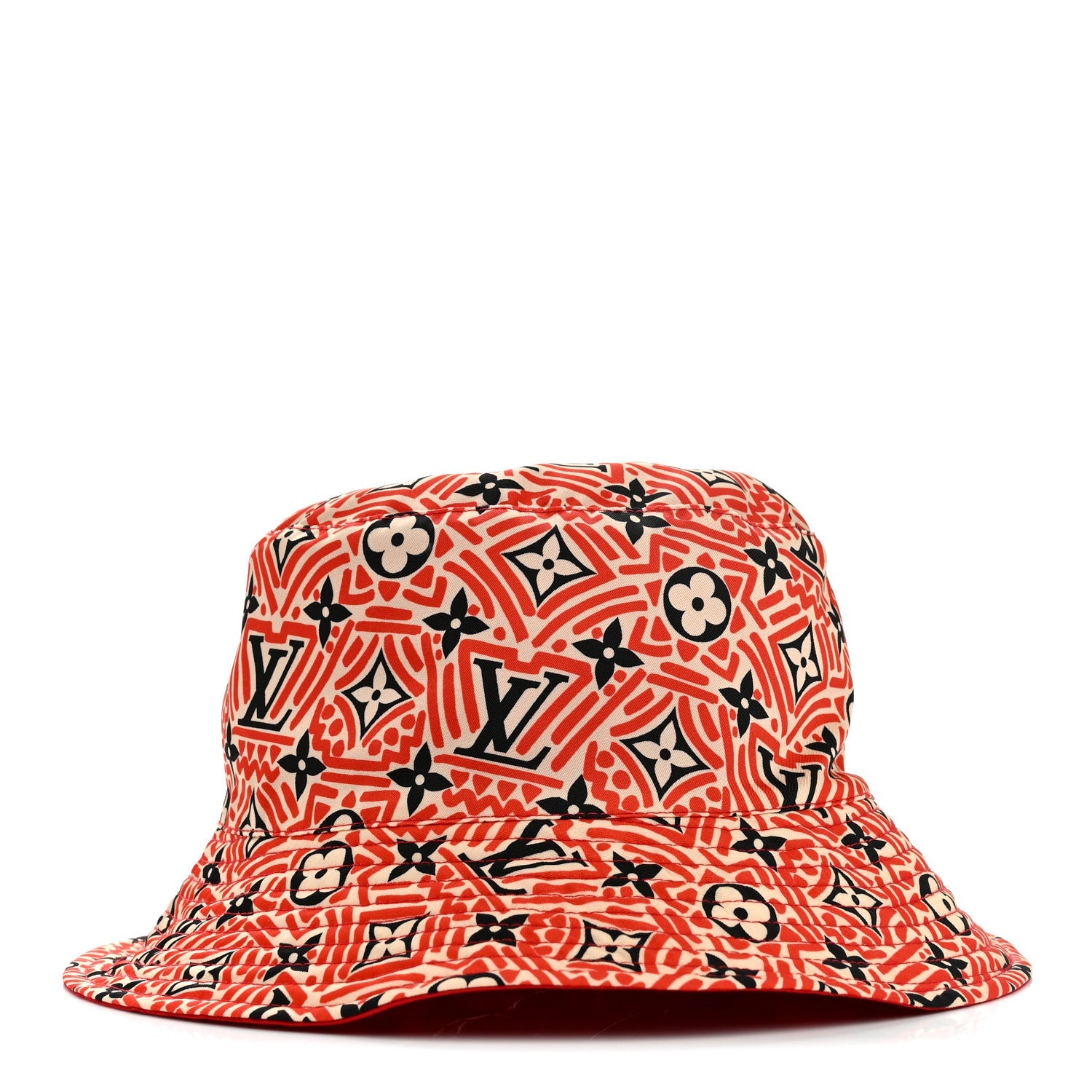 Nylon Canvas Monogram Giant Crafty Reversible Bucket Hat M Creme Rouge