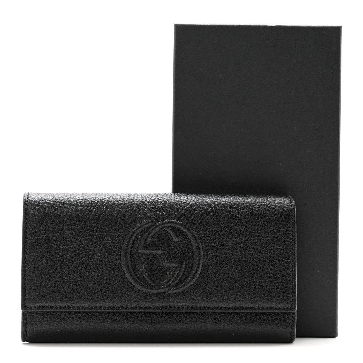 Pebbled Calfskin Large Soho Continental Wallet Black
