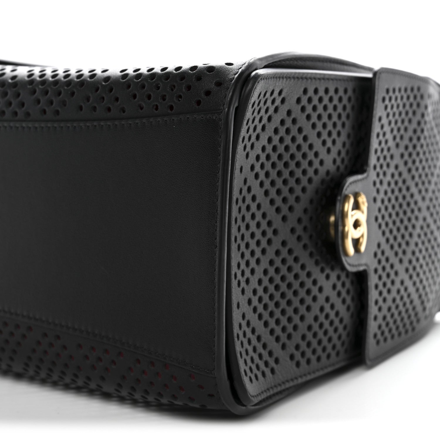 Perforated Calfskin Quilted Small Chanel 25 Handbag Black