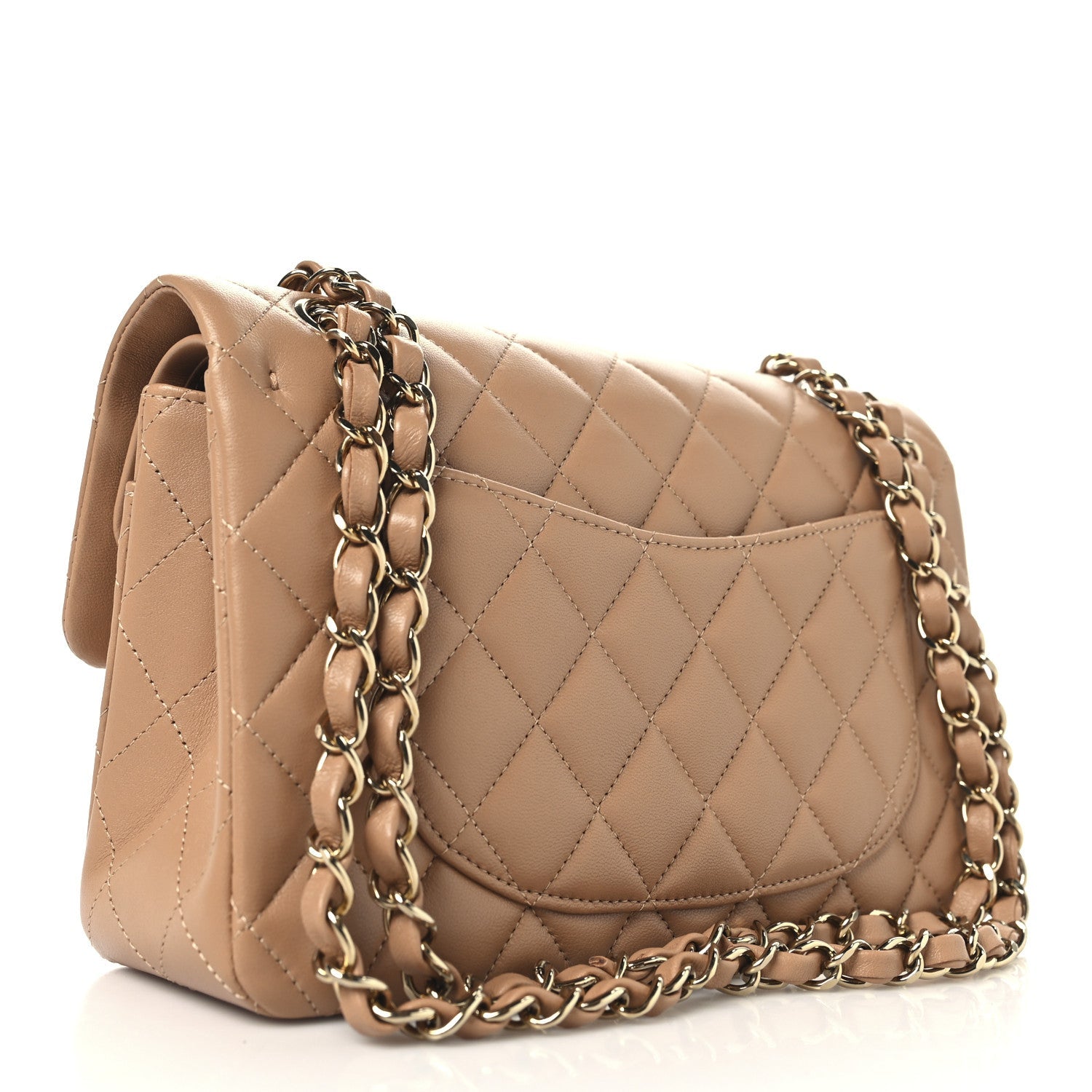Lambskin Quilted Small Double Flap Brown