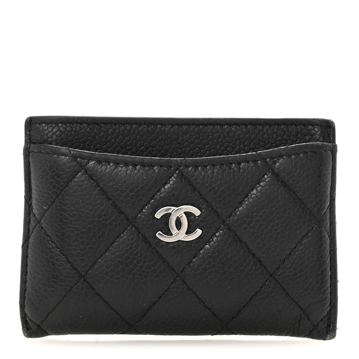 Caviar Quilted Card Holder Black