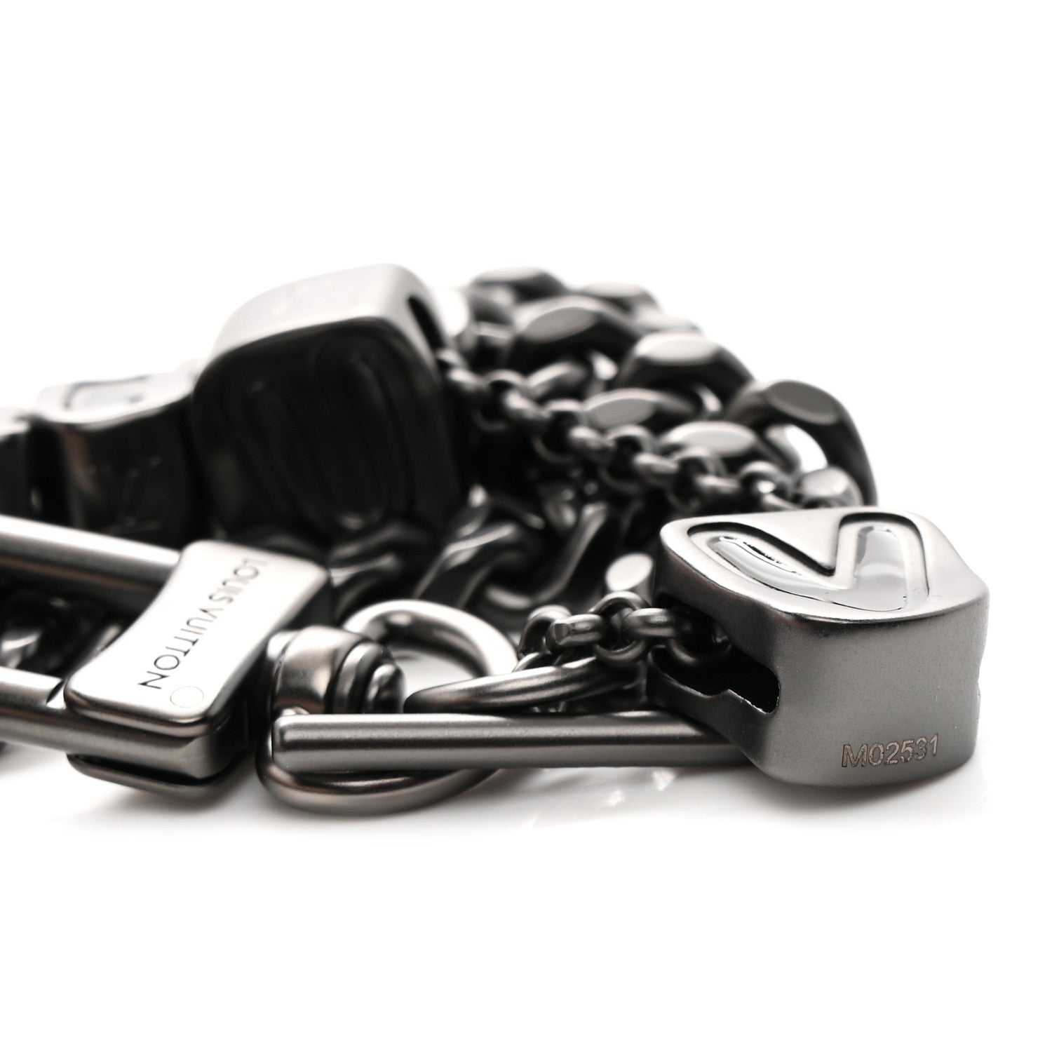 Ruthenium Vuitton Chain Belt Bag Charm