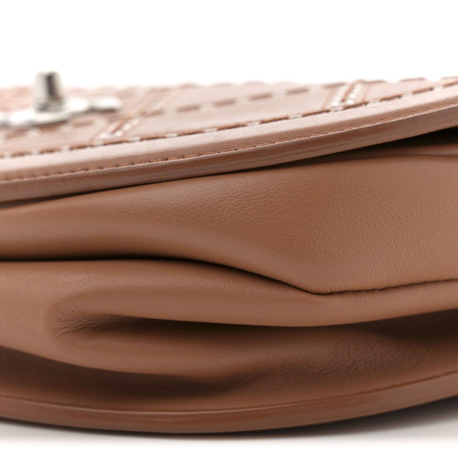 Calfskin Coco Eyelets Small Flap Bag Camel