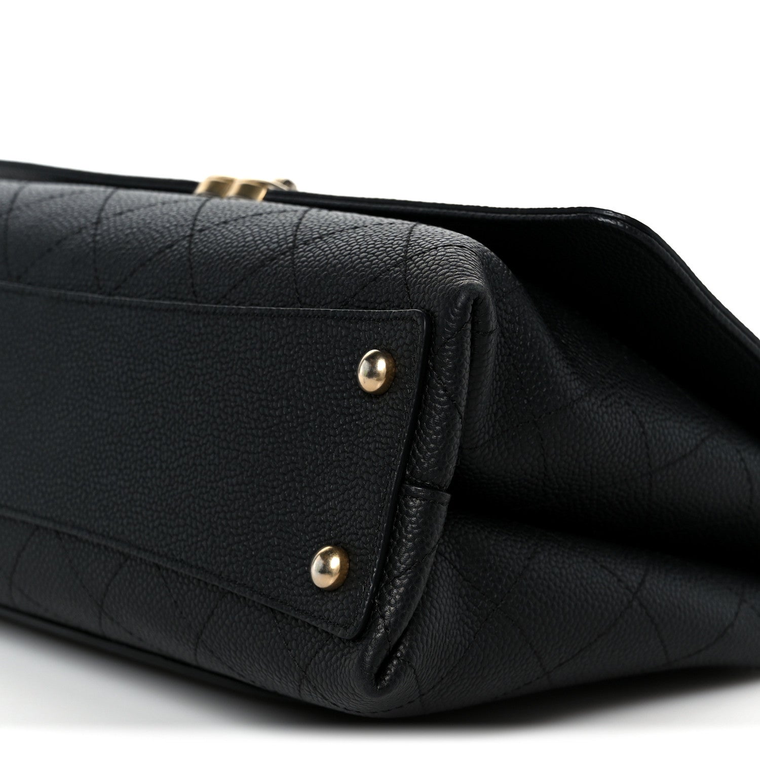 Grained Calfskin Stitched Flap Black