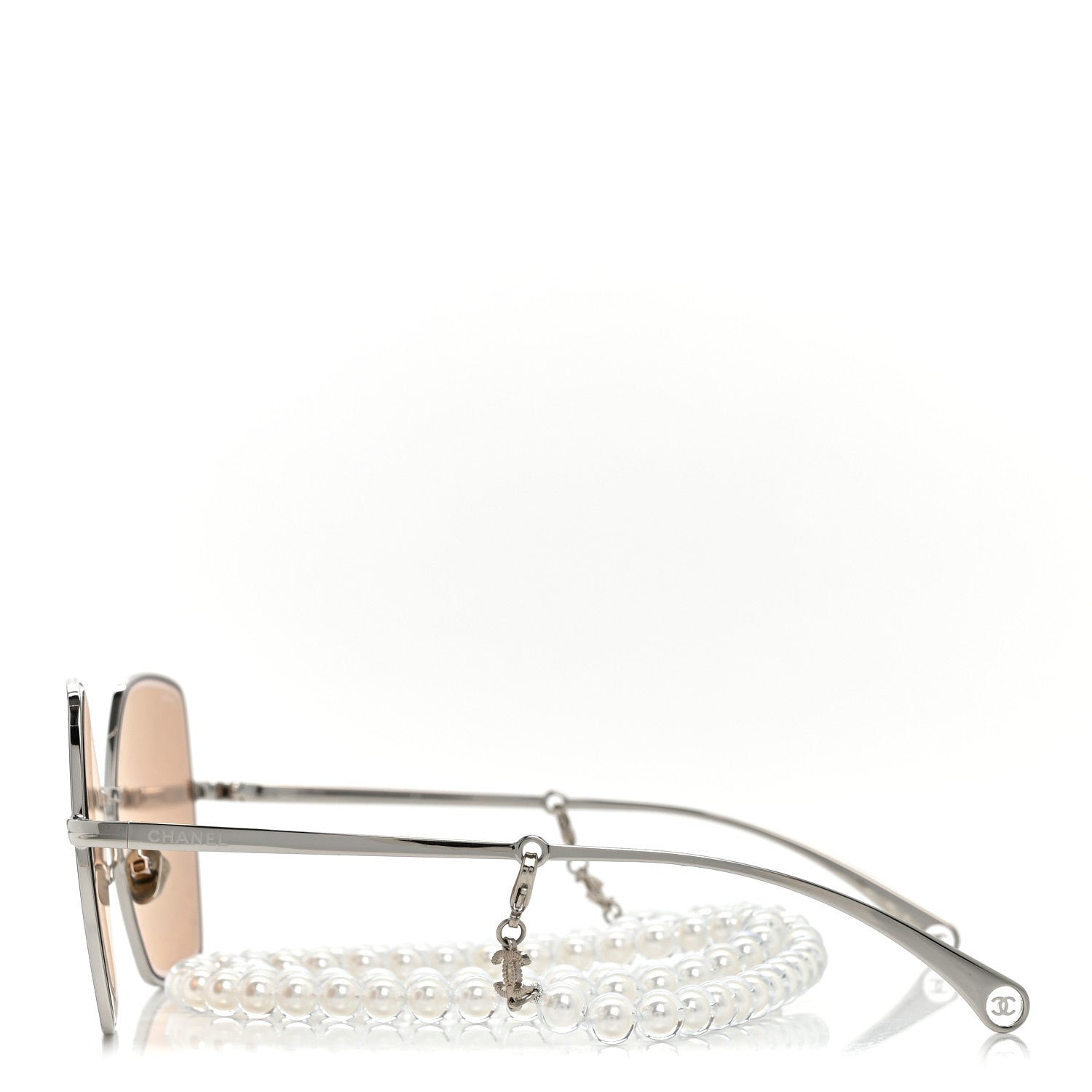 Butterfly Removable Pearl Chain Sunglasses 4262 Silver Brown