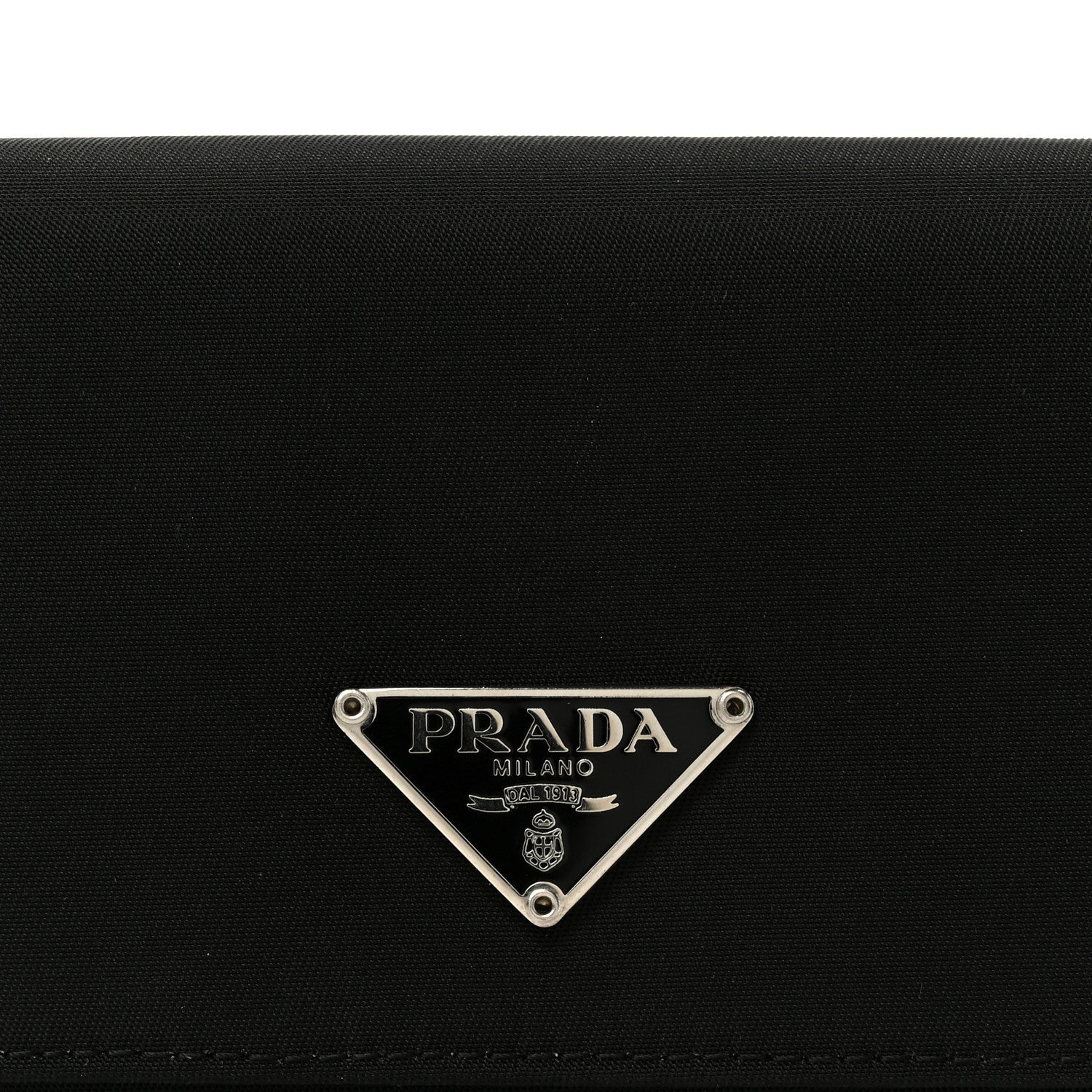 Tessuto Nylon Saffiano Tri-Fold Compact Wallet Black