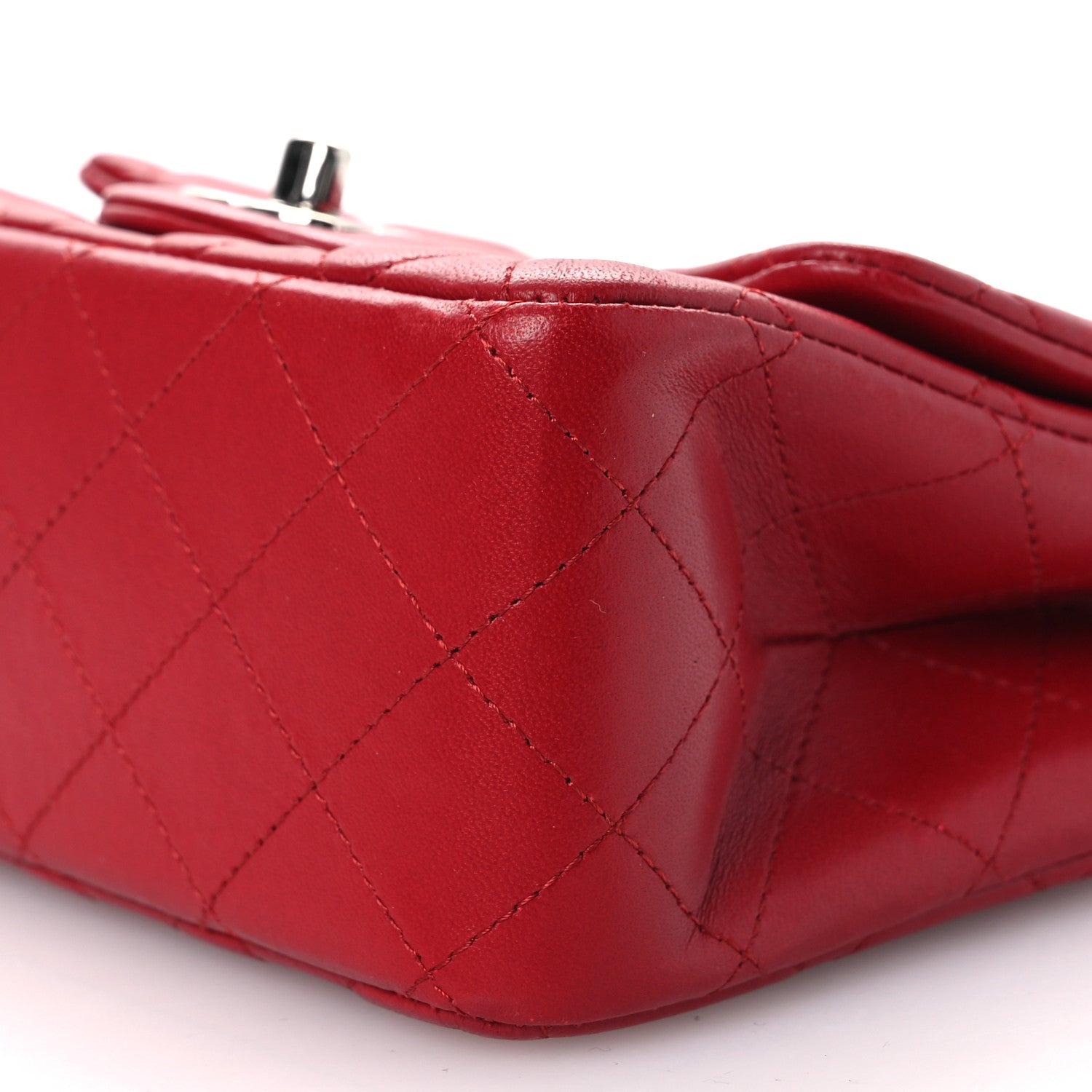 Lambskin Quilted Mini Square Flap Red