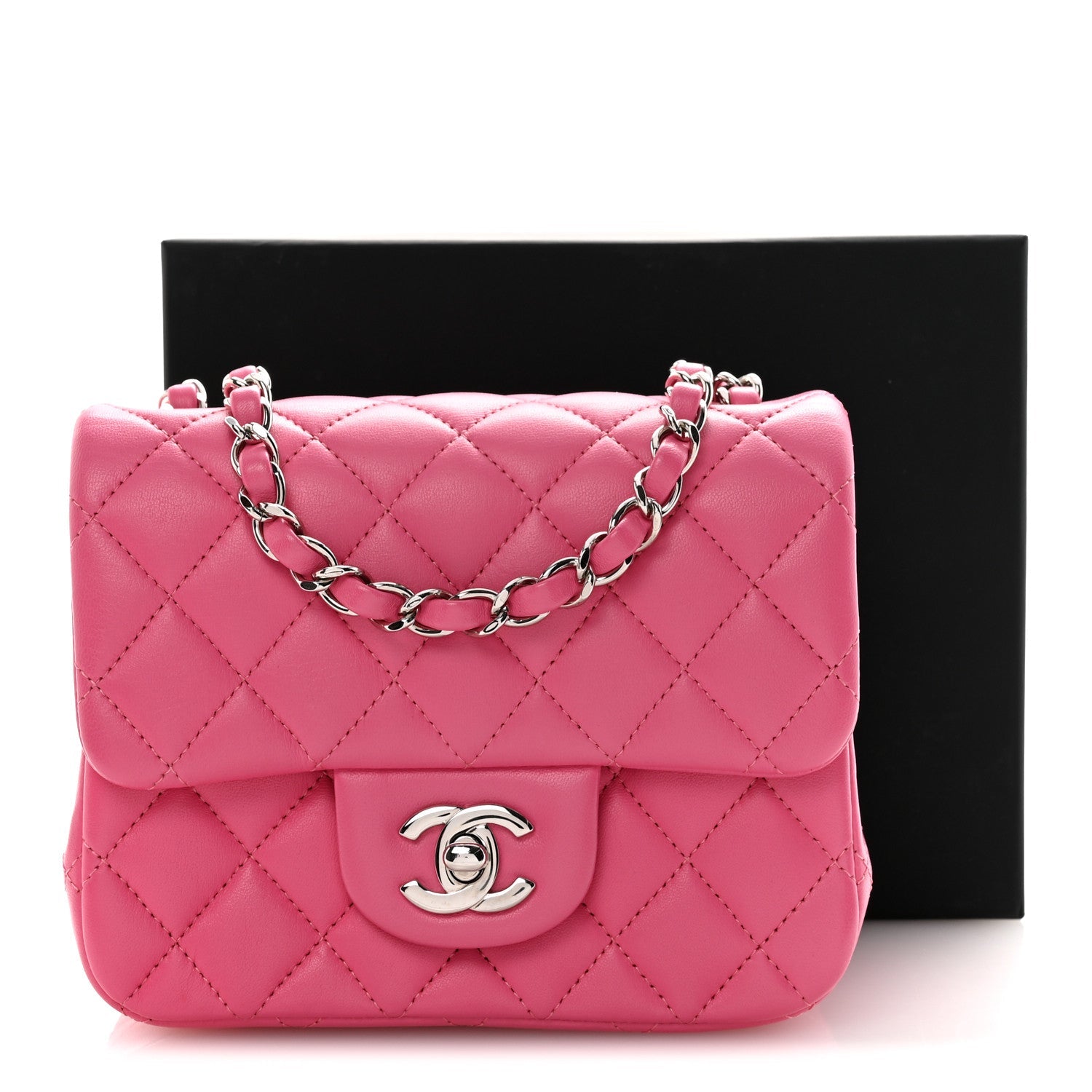 Lambskin Quilted Mini Square Flap Pink