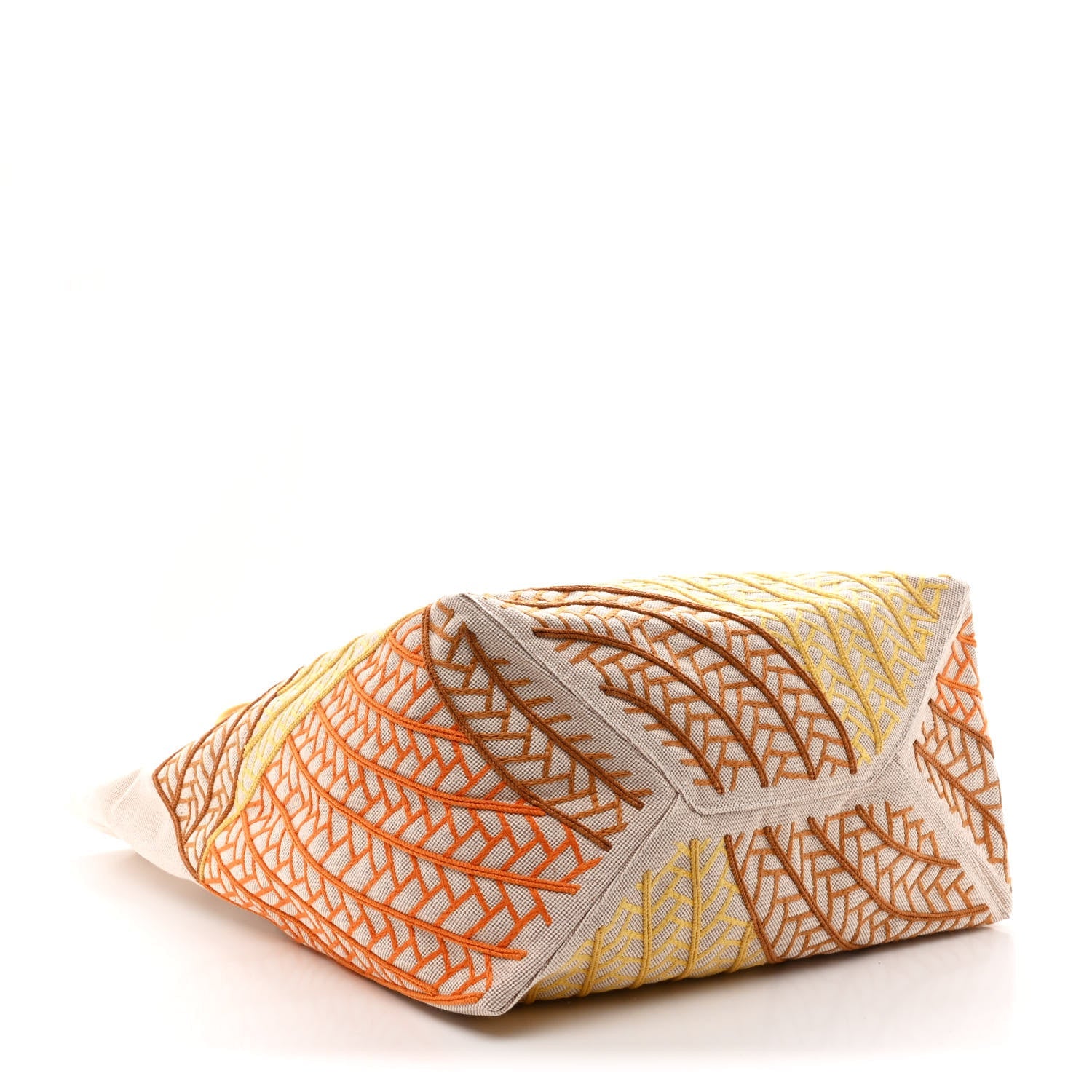 H Canvas Embroidered Poisson Natte Beach Bag Camel Jaune