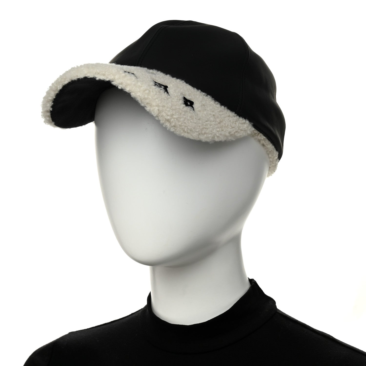 Calfskin Shearling Monogram Cap L Black
