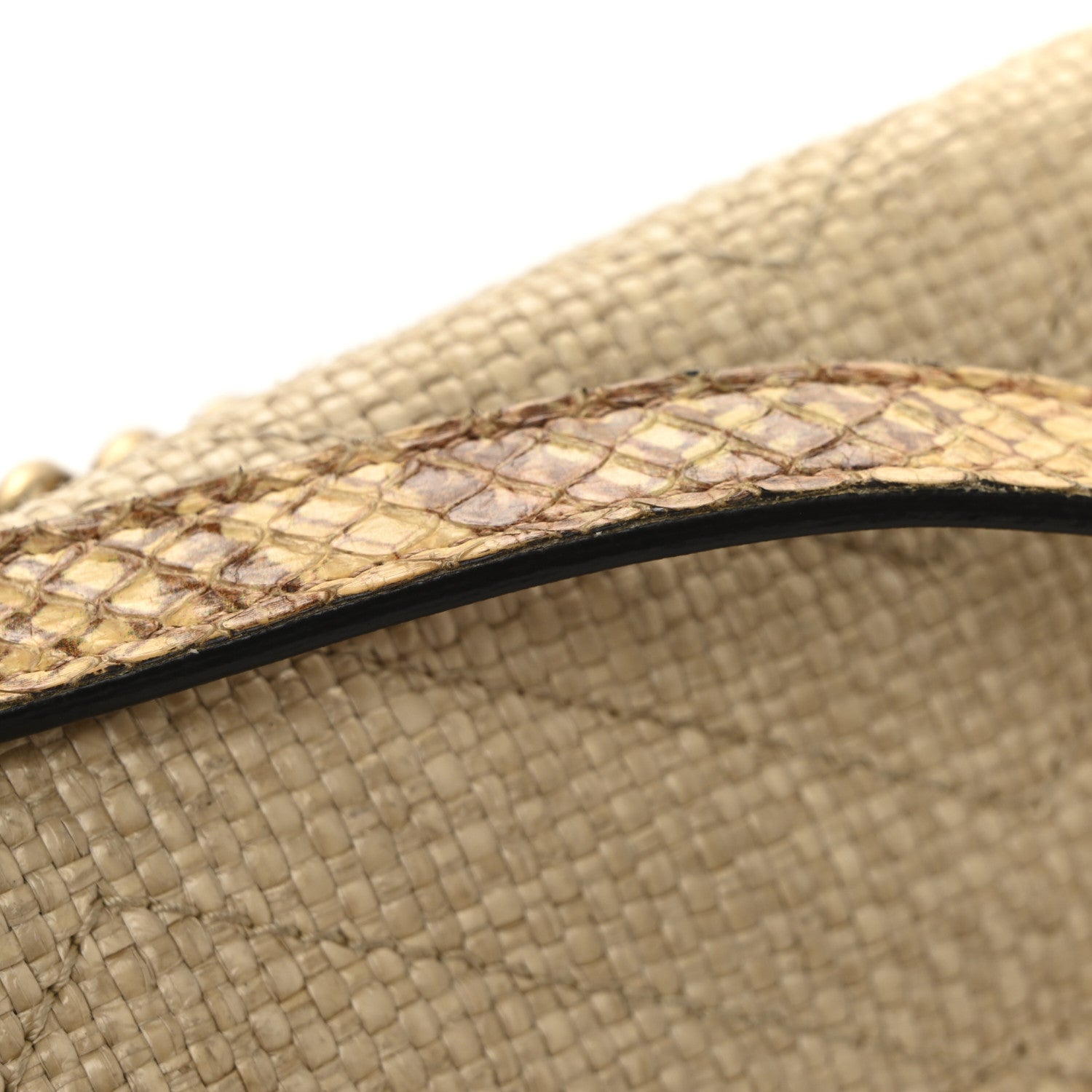 Raffia Elaphe Matelasse Small GG Marmont Shoulder Bag Natural Cream Brown