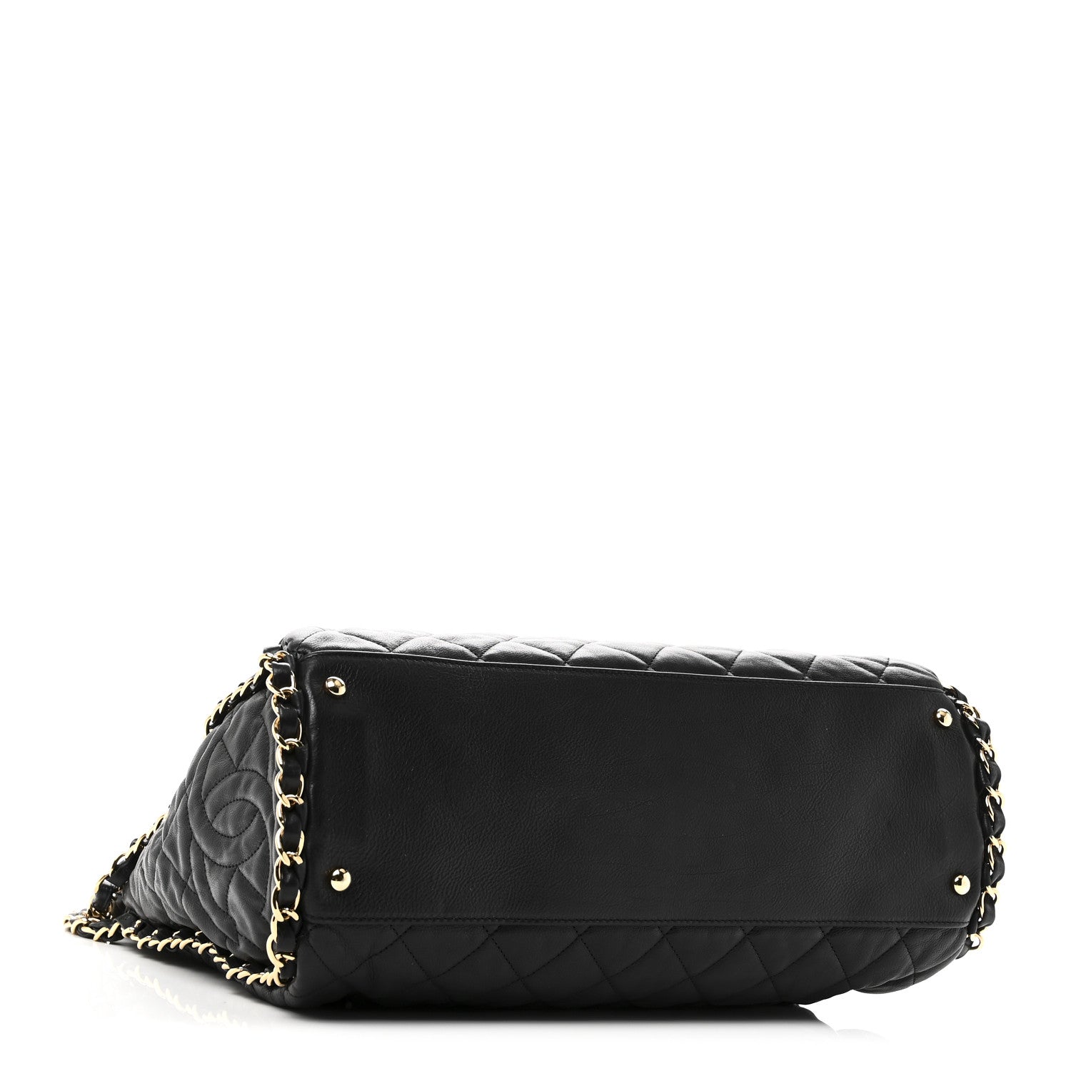 Calfskin Quilted Large Chain Me Hobo Black