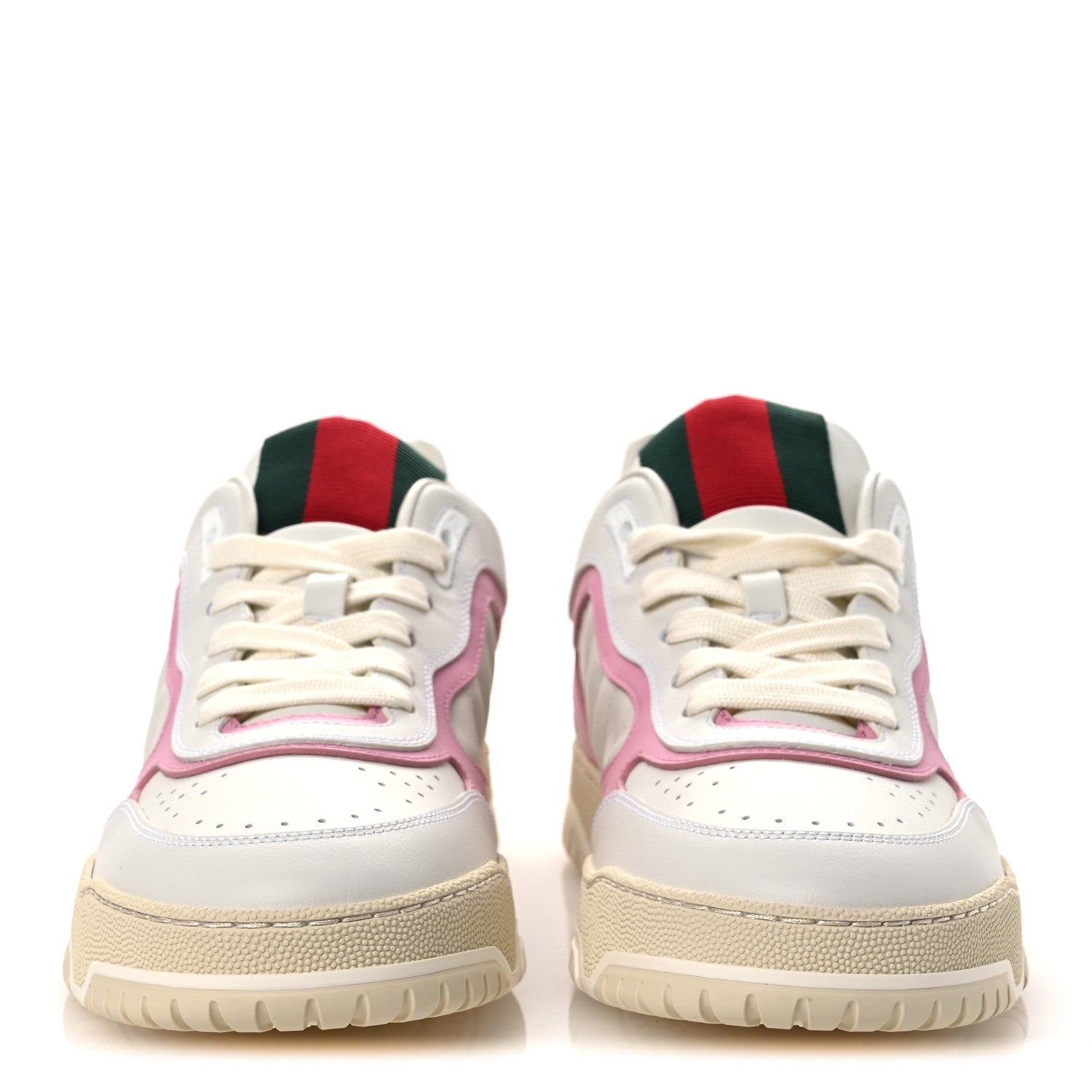 Calfskin Womens Re-Web Sneakers 40 White Pink