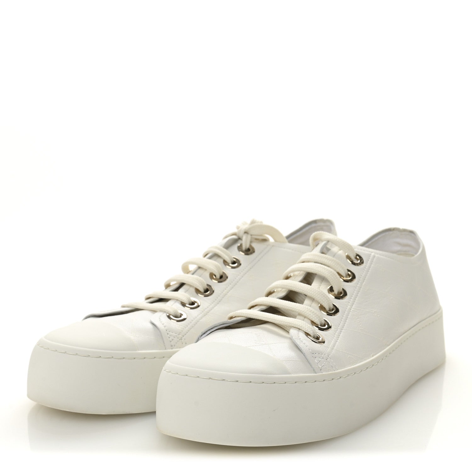 Lambskin Printed Logo Sneakers 38 White