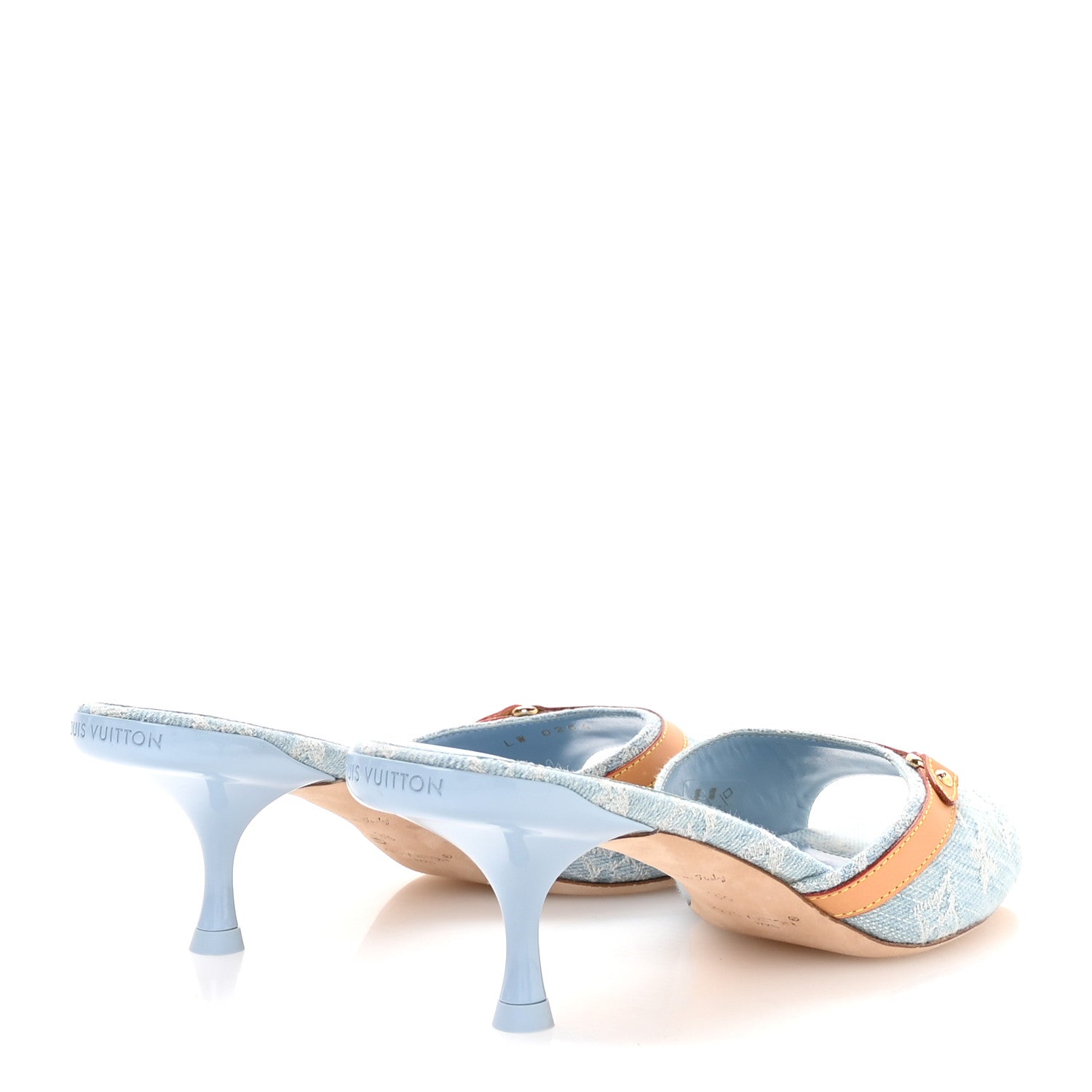Monogram Denim 6AM Mules 38 Light Blue
