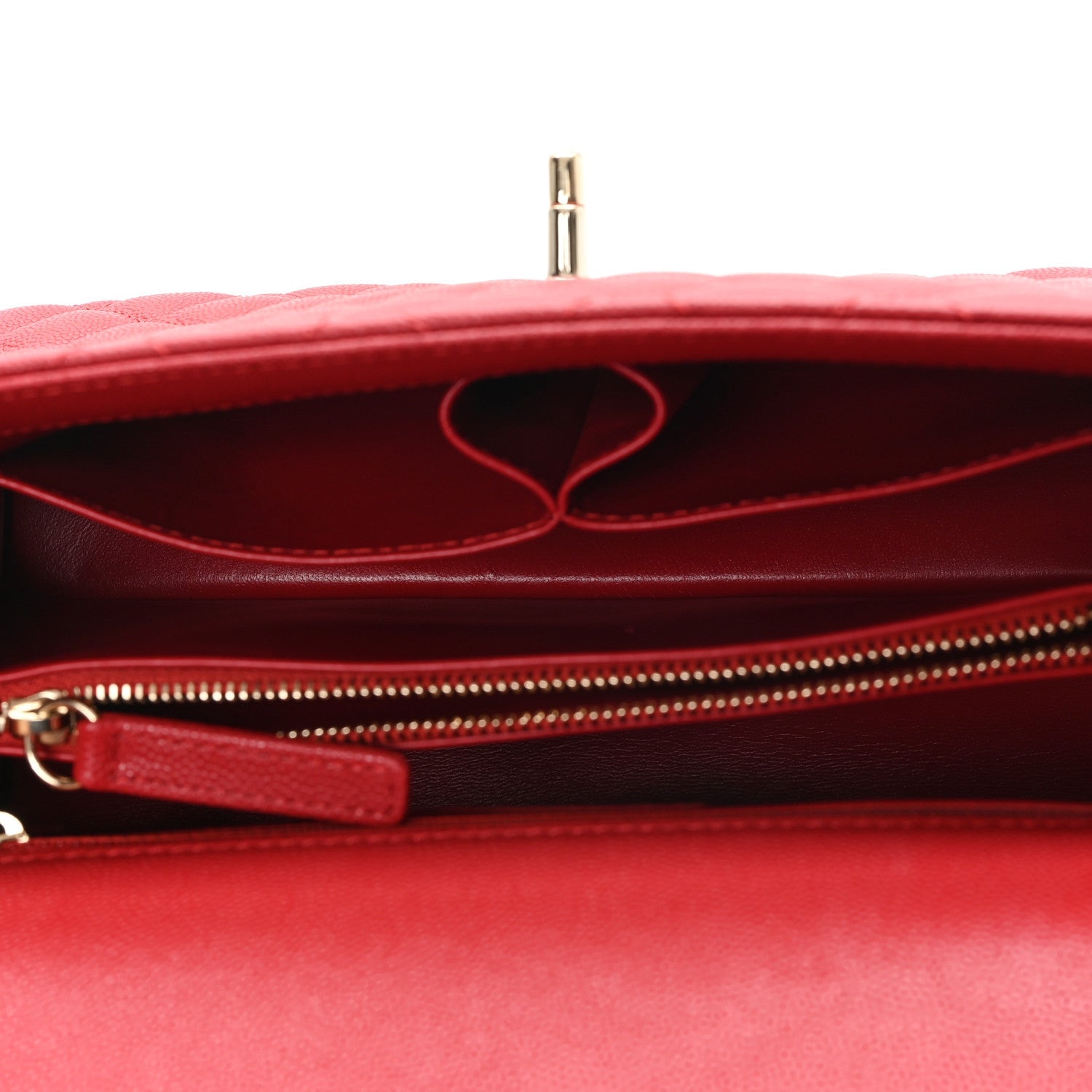 Caviar Quilted Lizard Embossed Small Coco Handle Flap Red