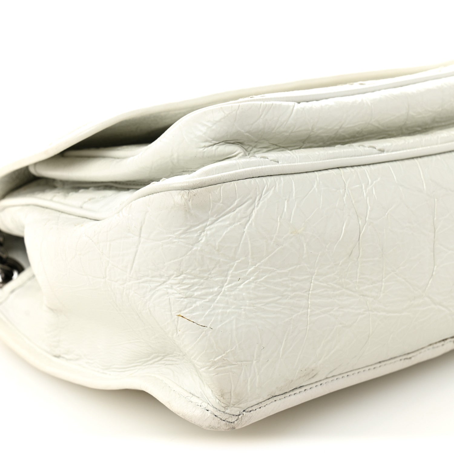 Crinkled Calfskin Matelasse Monogram Medium Niki Chain Satchel Dirty White