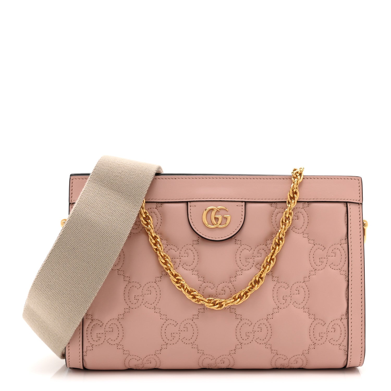 Calfskin GG Matelasse Small Slim Chain Shoulder Bag Perfect Pink Natural