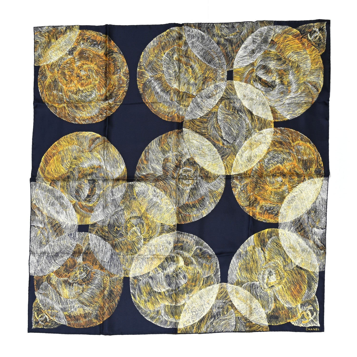 Silk Moon Scarf CC Navy Yellow