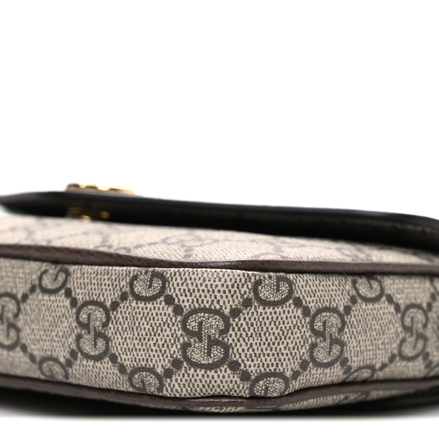 GG Supreme Monogram Textured Dollar Calfskin Web Mini Ophidia Envelope Shoulder Bag Beige Ebony New Acero