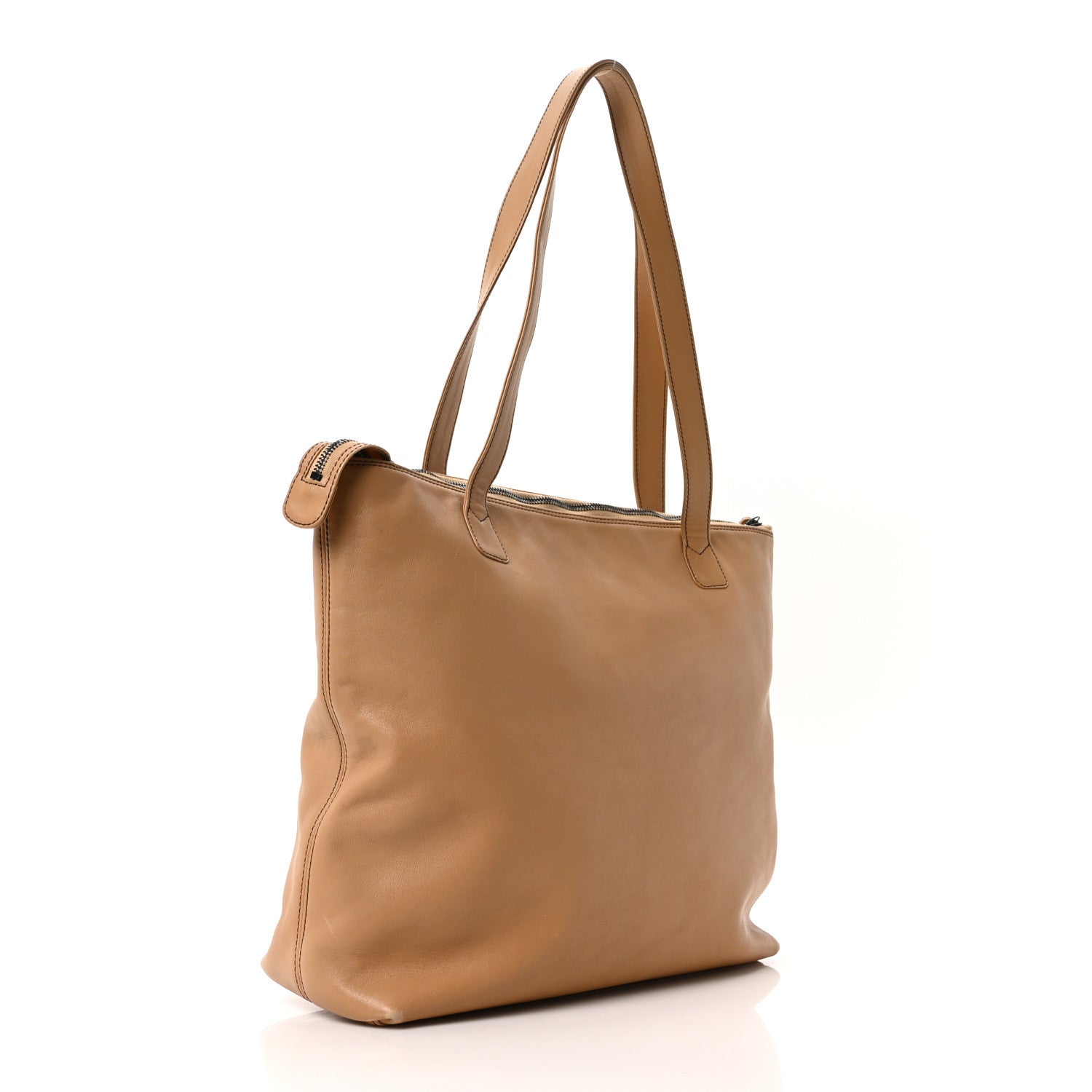 Calfskin CC Tassel Shopping Tote Beige