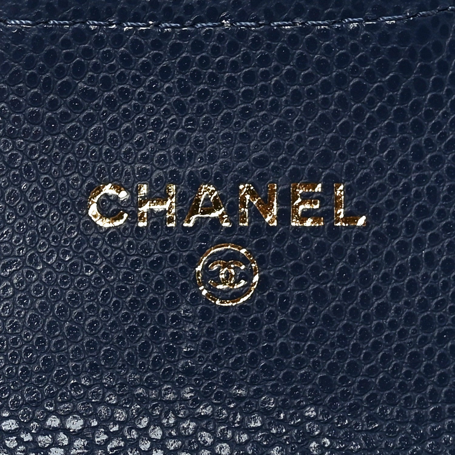Caviar Quilted Flap Card Holder Wallet Navy Blue
