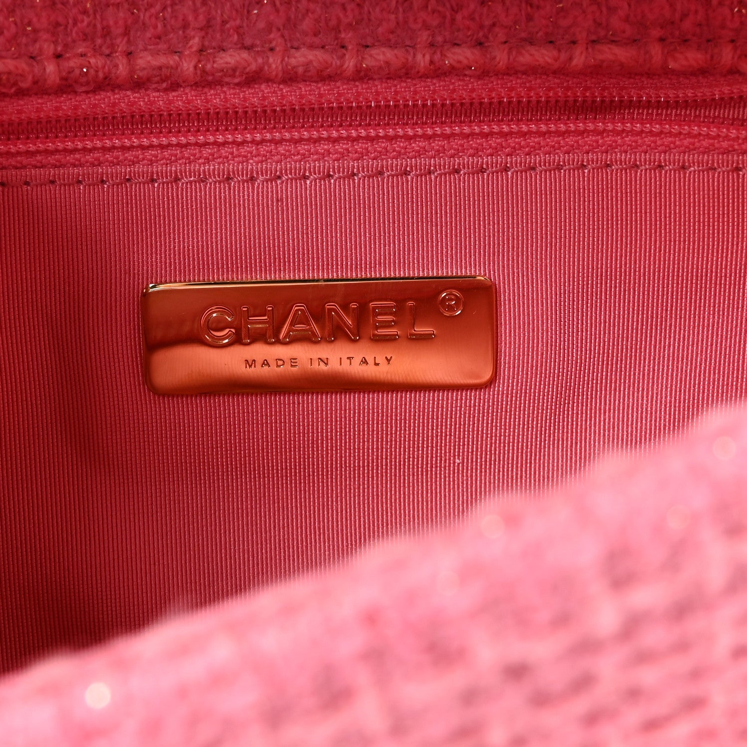 Metallic Tweed Quilted Medium Chanel 19 Flap Pink