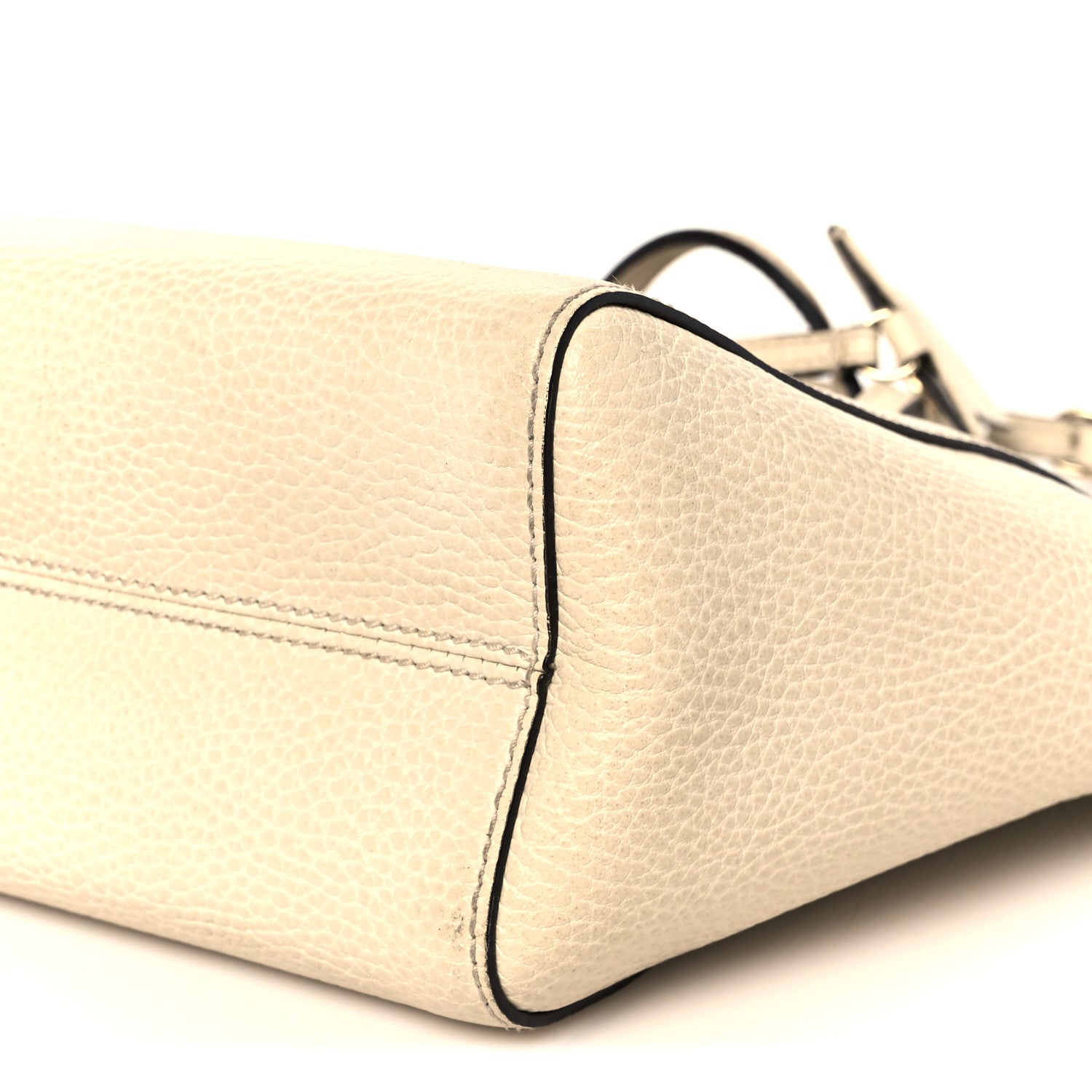 Dollar Calfskin Mini Swing Top Handle Bag Mystic White