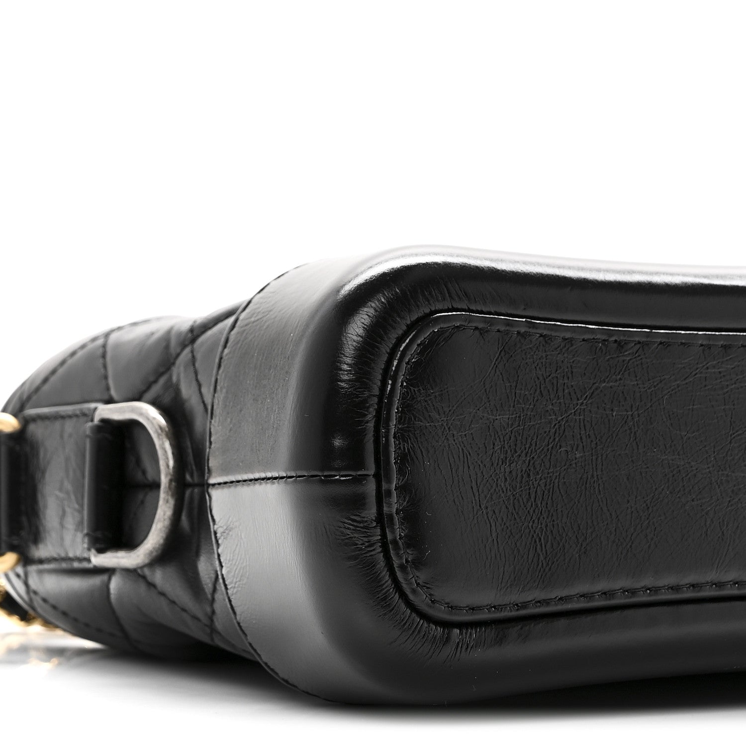 Aged Calfskin Quilted Small Gabrielle Hobo Black