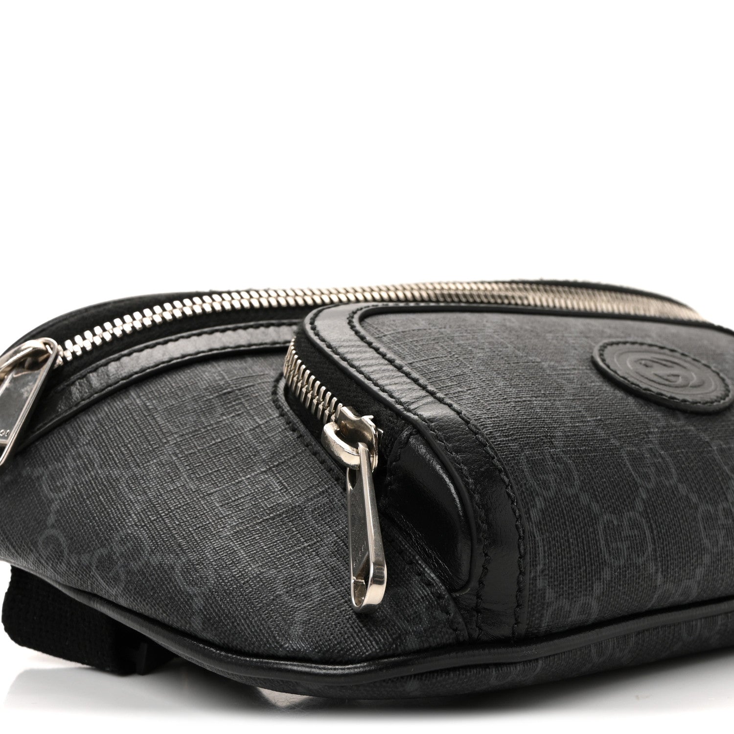 GG Supreme Monogram Textured Calfskin Retro Interlocking G Belt Bag Black