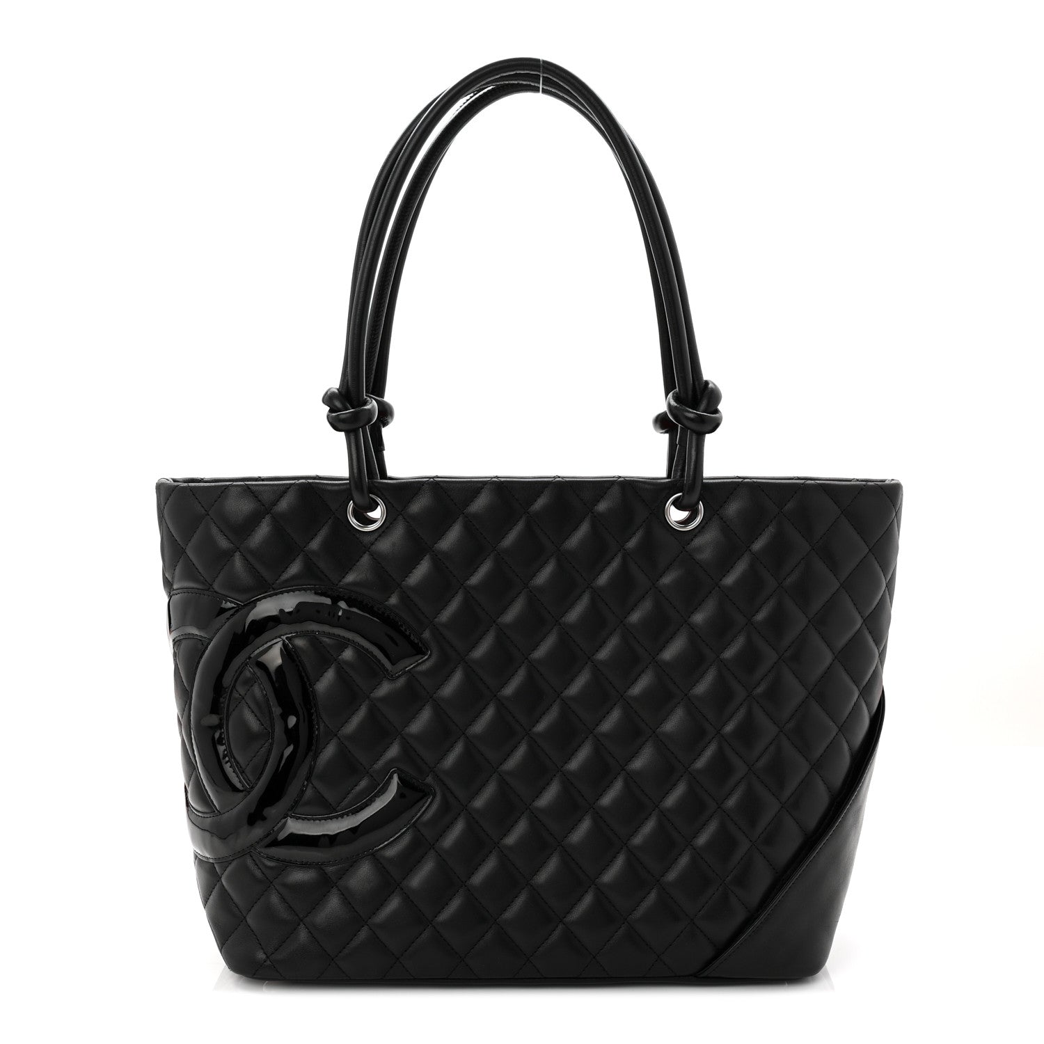 Calfskin Quilted Large Cambon Tote Black